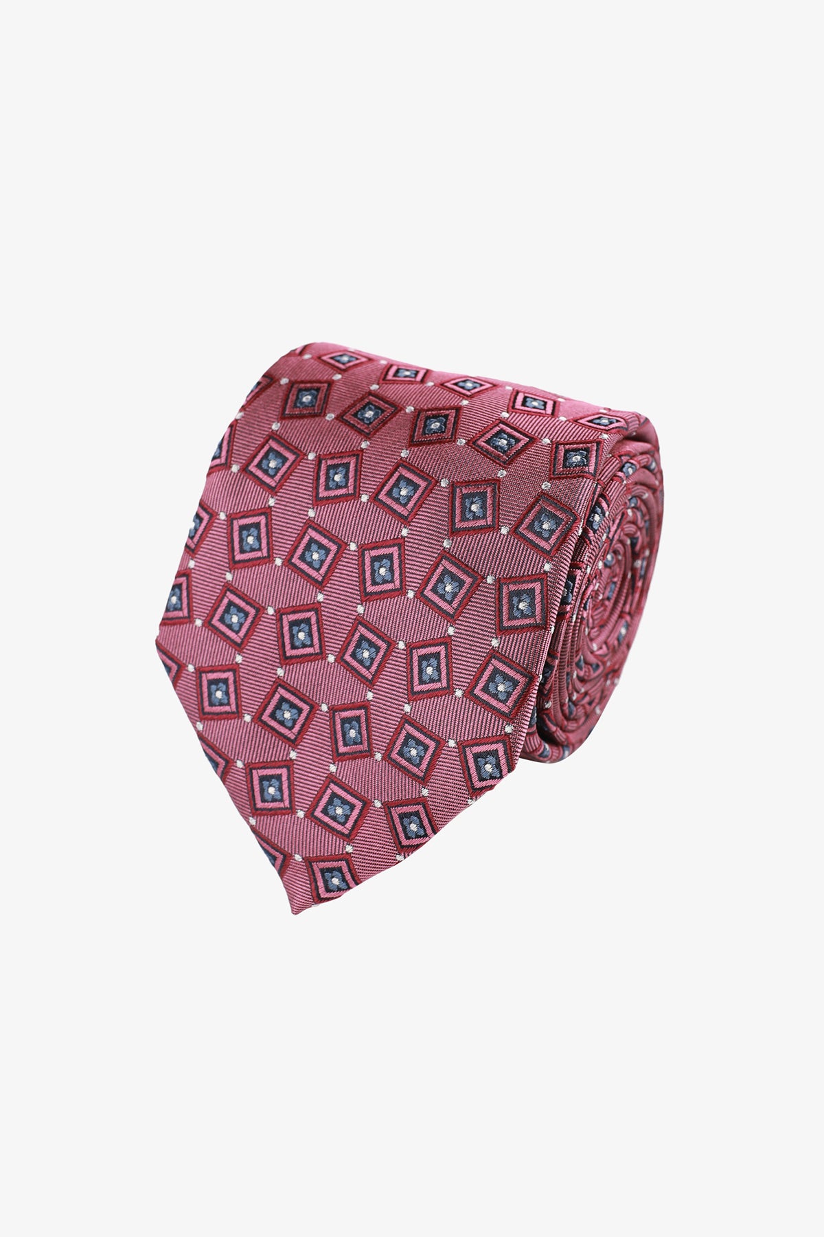Tie - Silk pink geometric