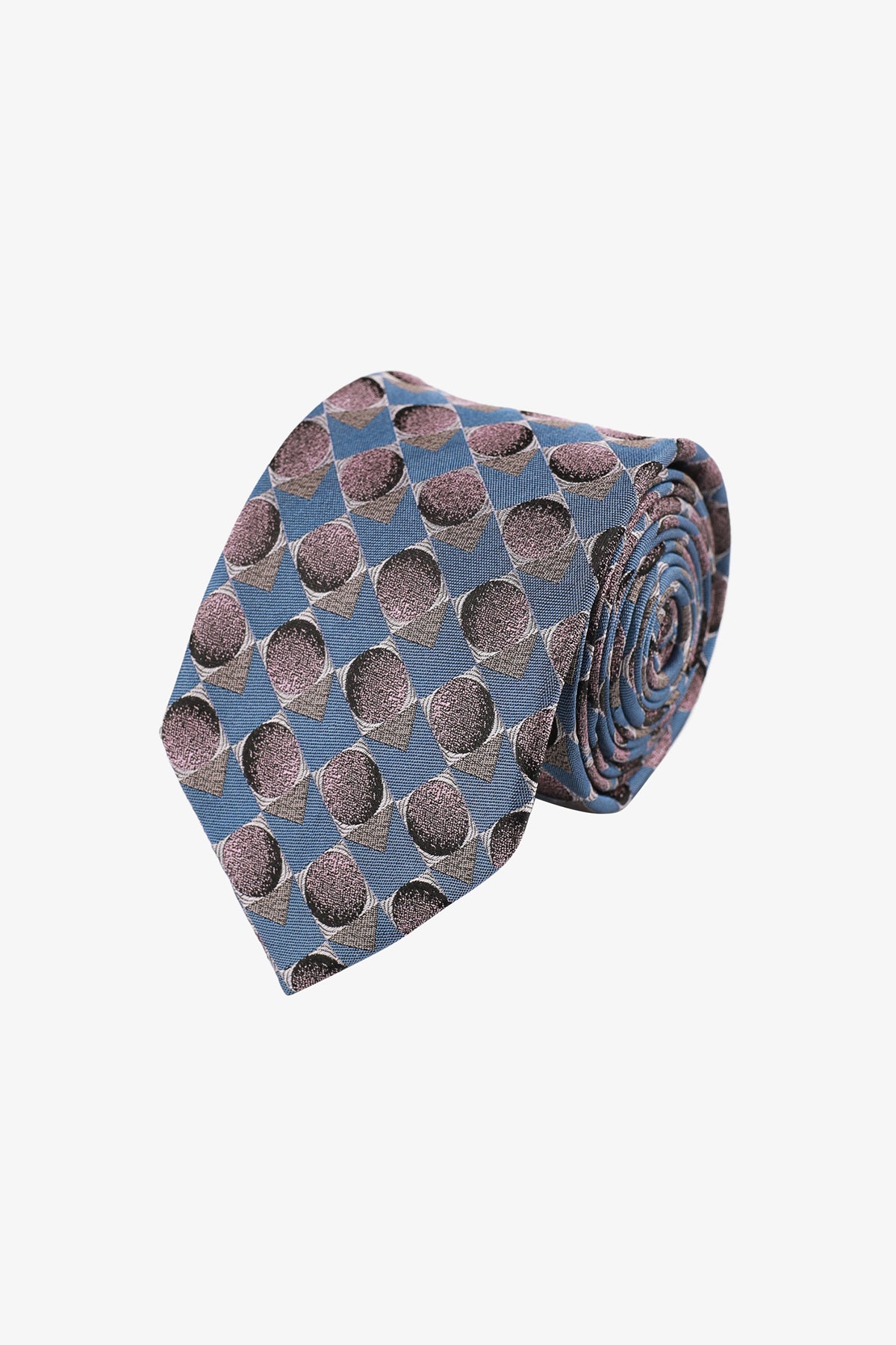 Tie - Silk pink geometric pattern