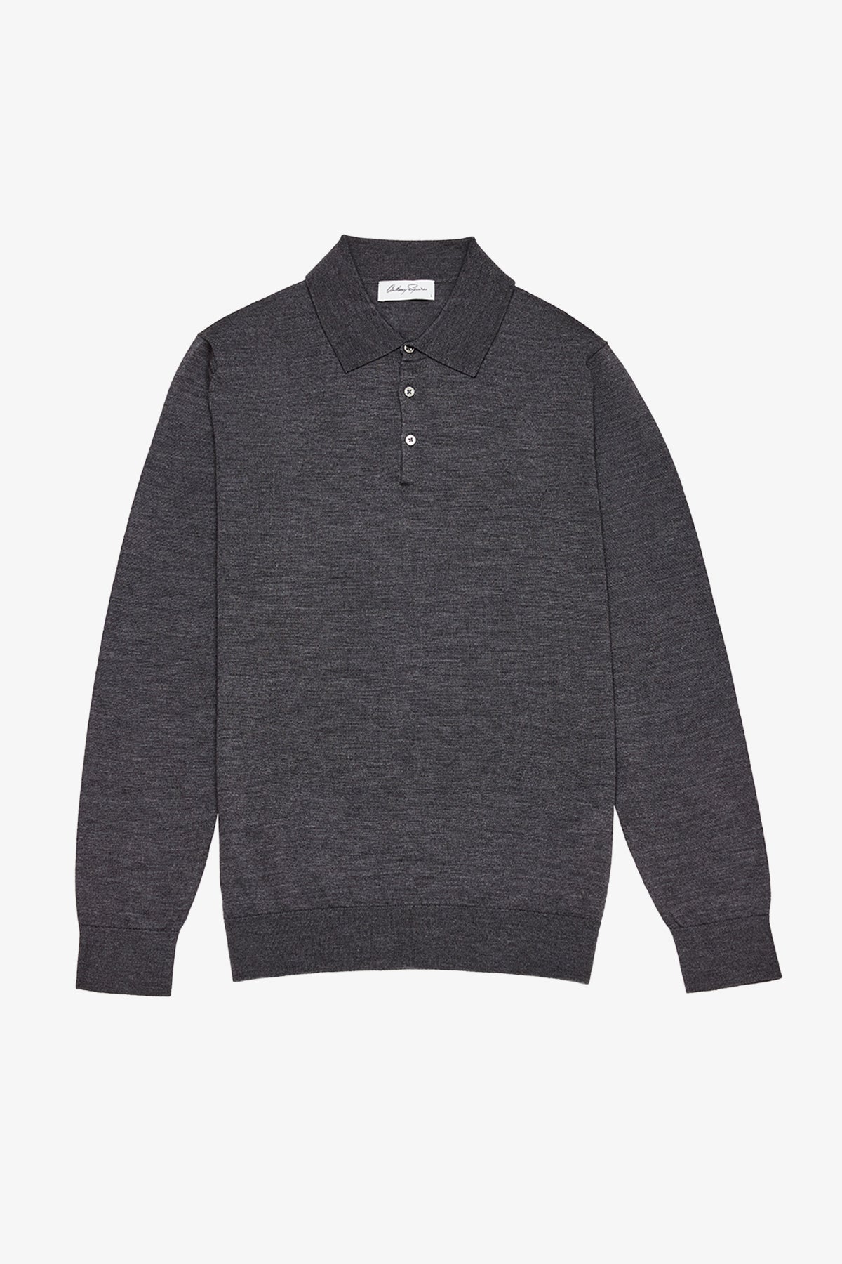 Kelvin - Charcoal Long Sleeve Knit Polo