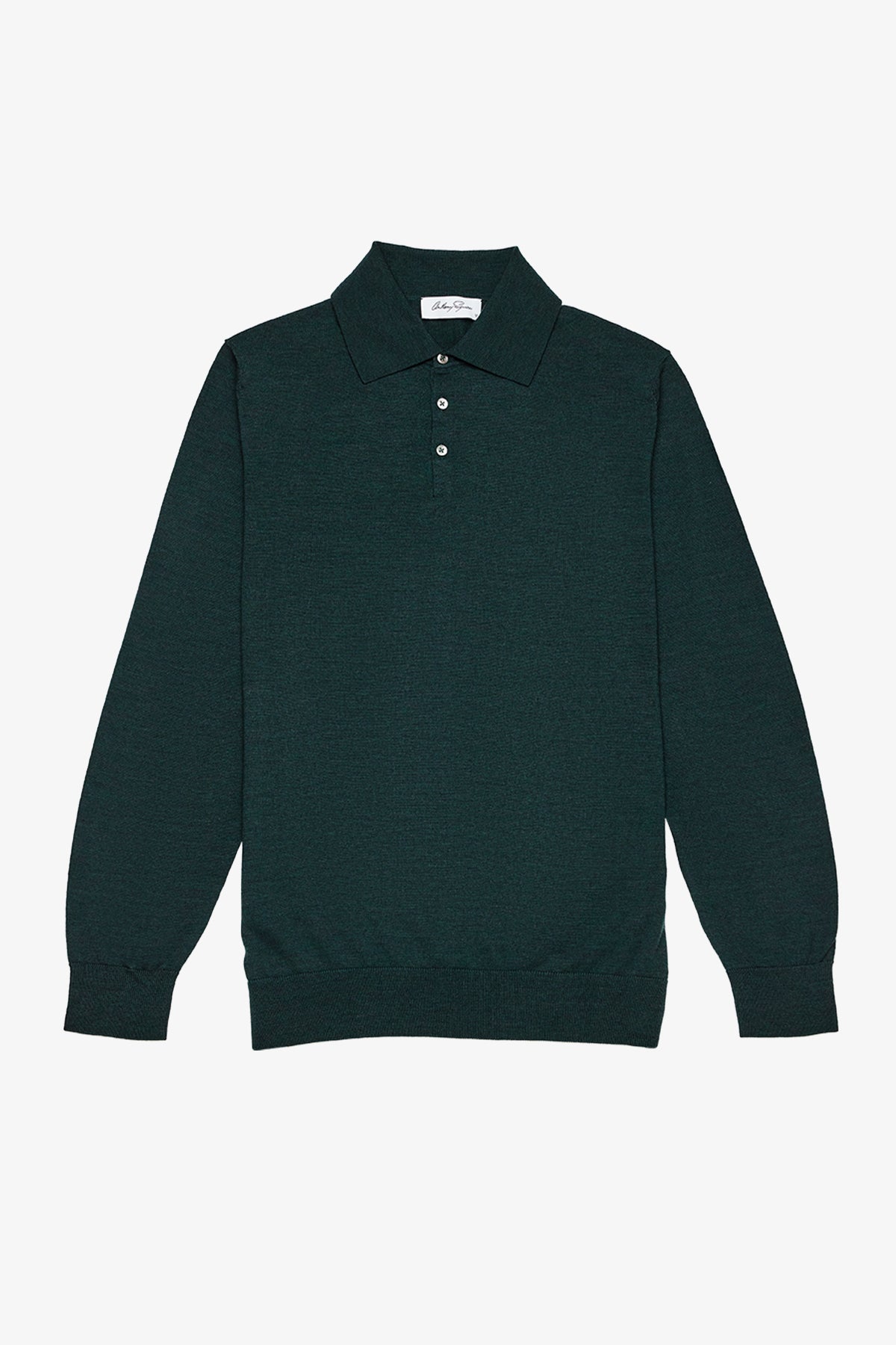 Kelvin - Green Long Sleeve Knit Polo