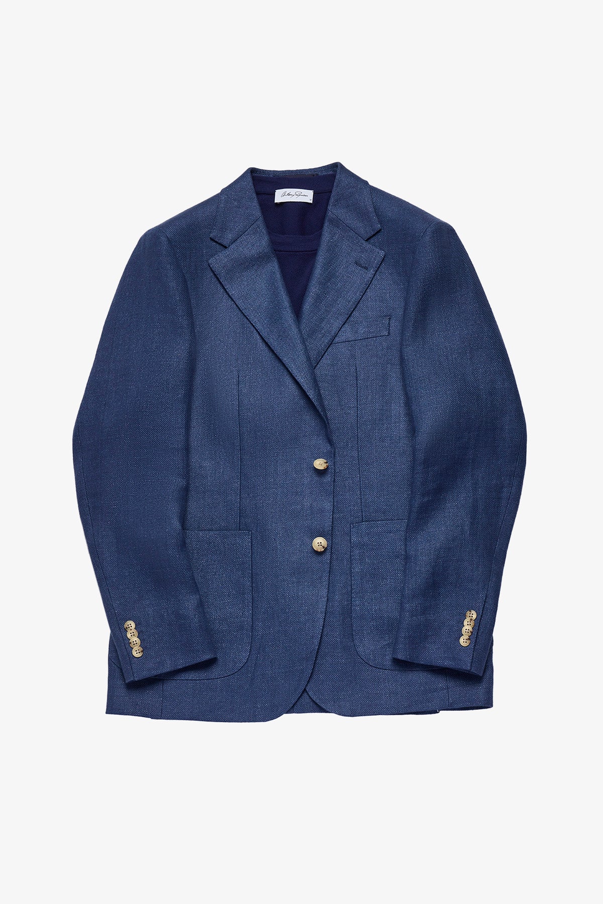 Archer blazer - Linen twill in blue with flax effect