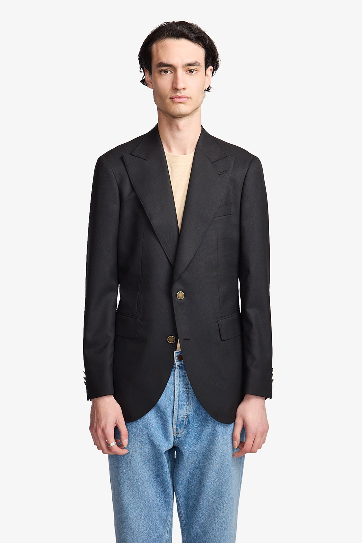 Arlo blazer in Super 110's self design in black