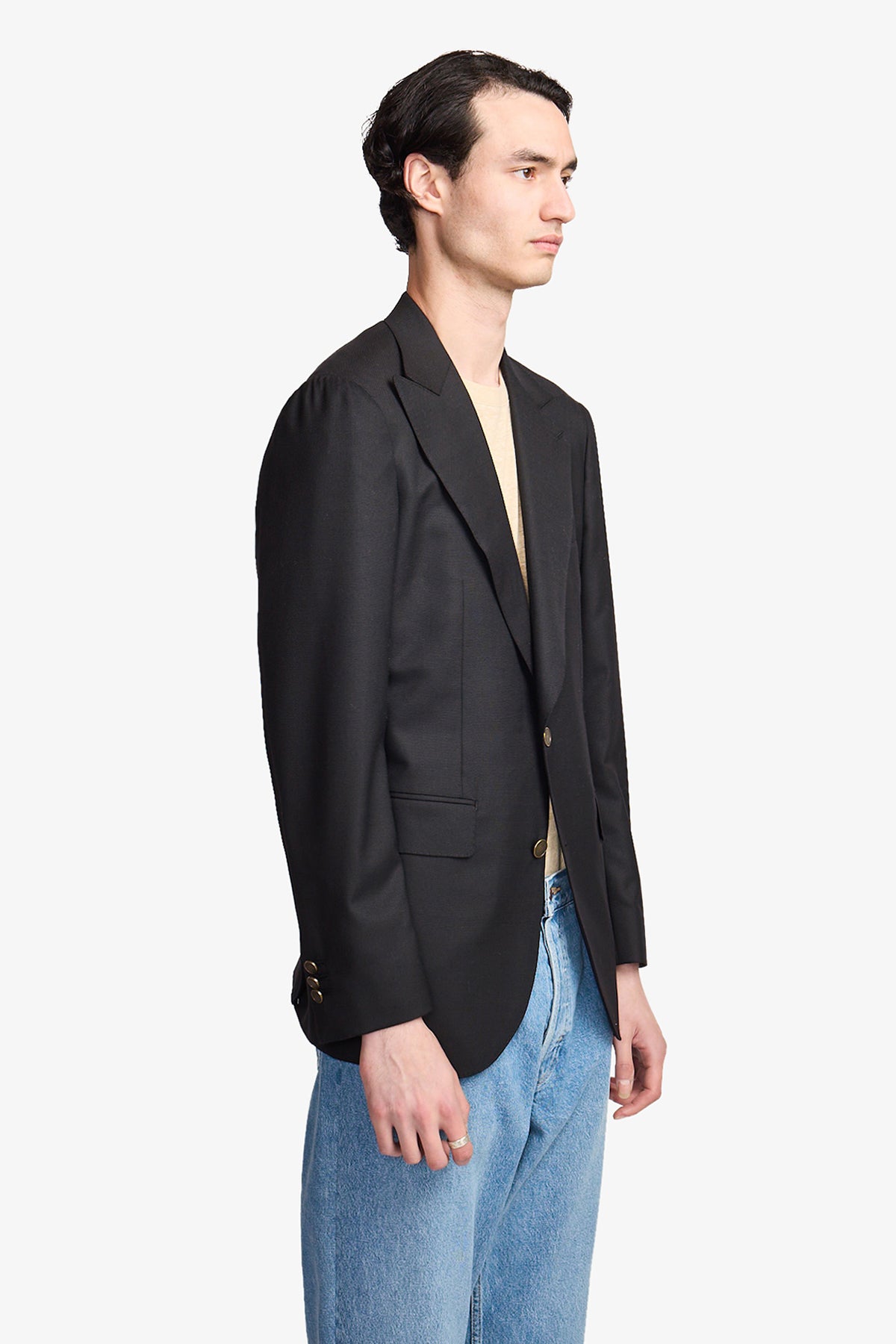 Arlo blazer in Super 110's self design in black