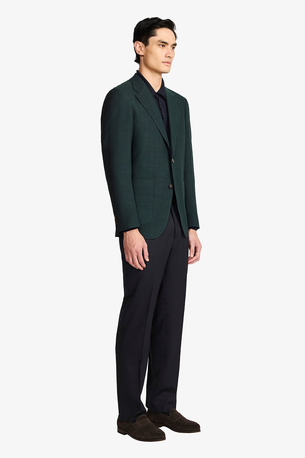 Arthur Blazer - Wool/Elastane In Dark Green Herringbone
