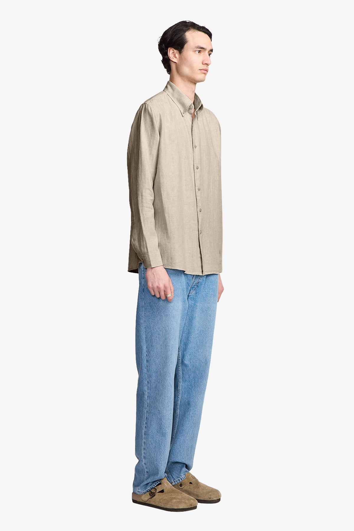 Ben beige herringbone button down