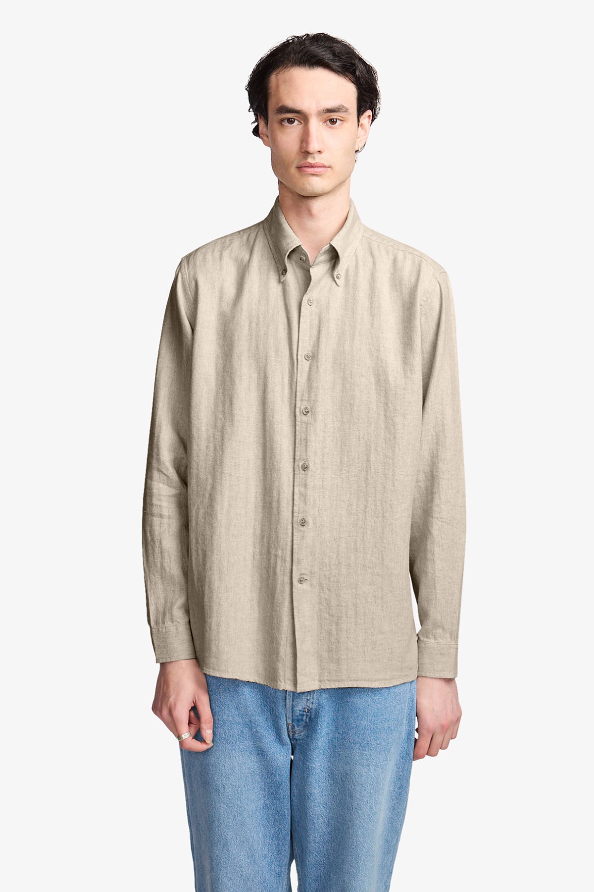 Ben beige herringbone button down