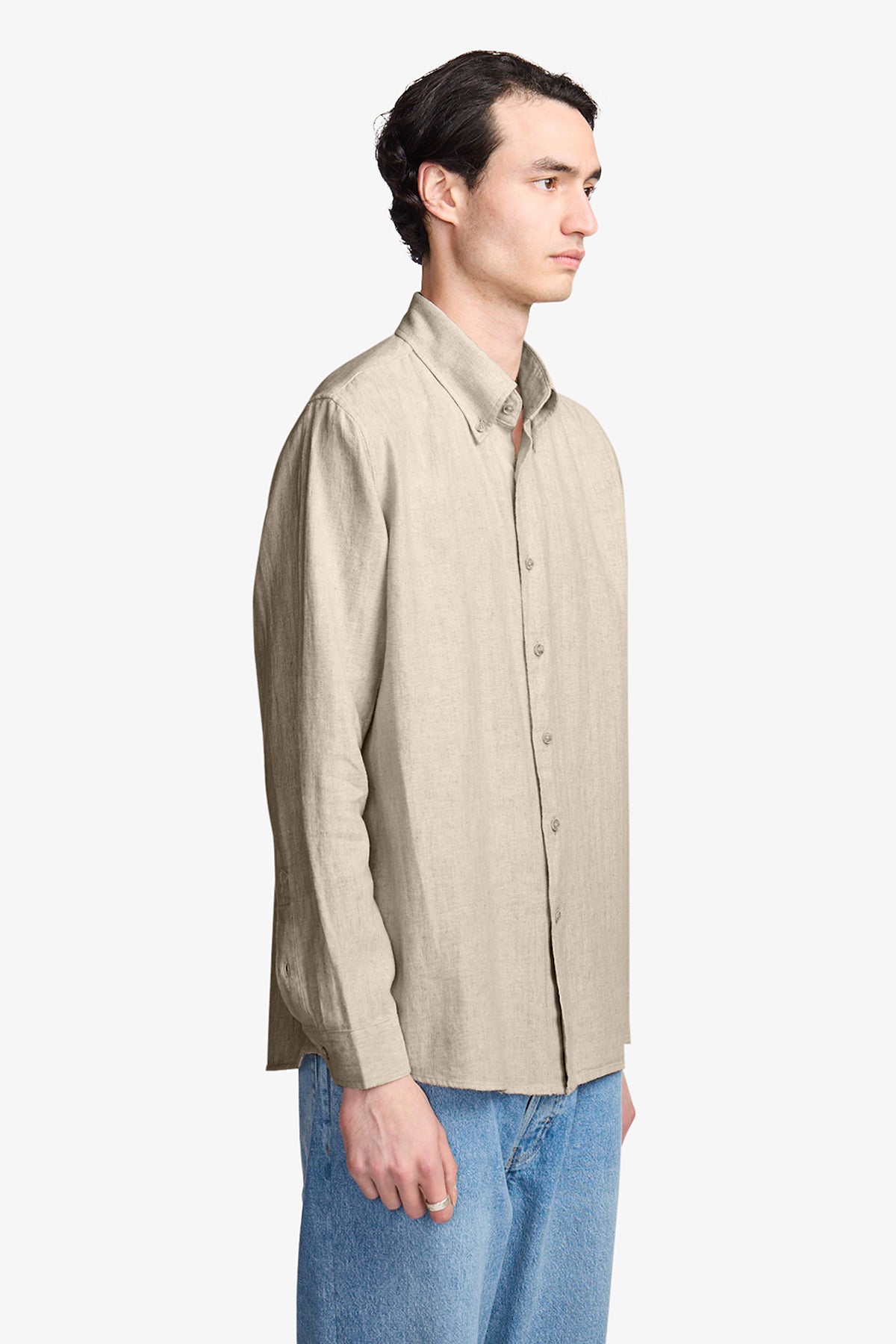 Ben beige herringbone button down