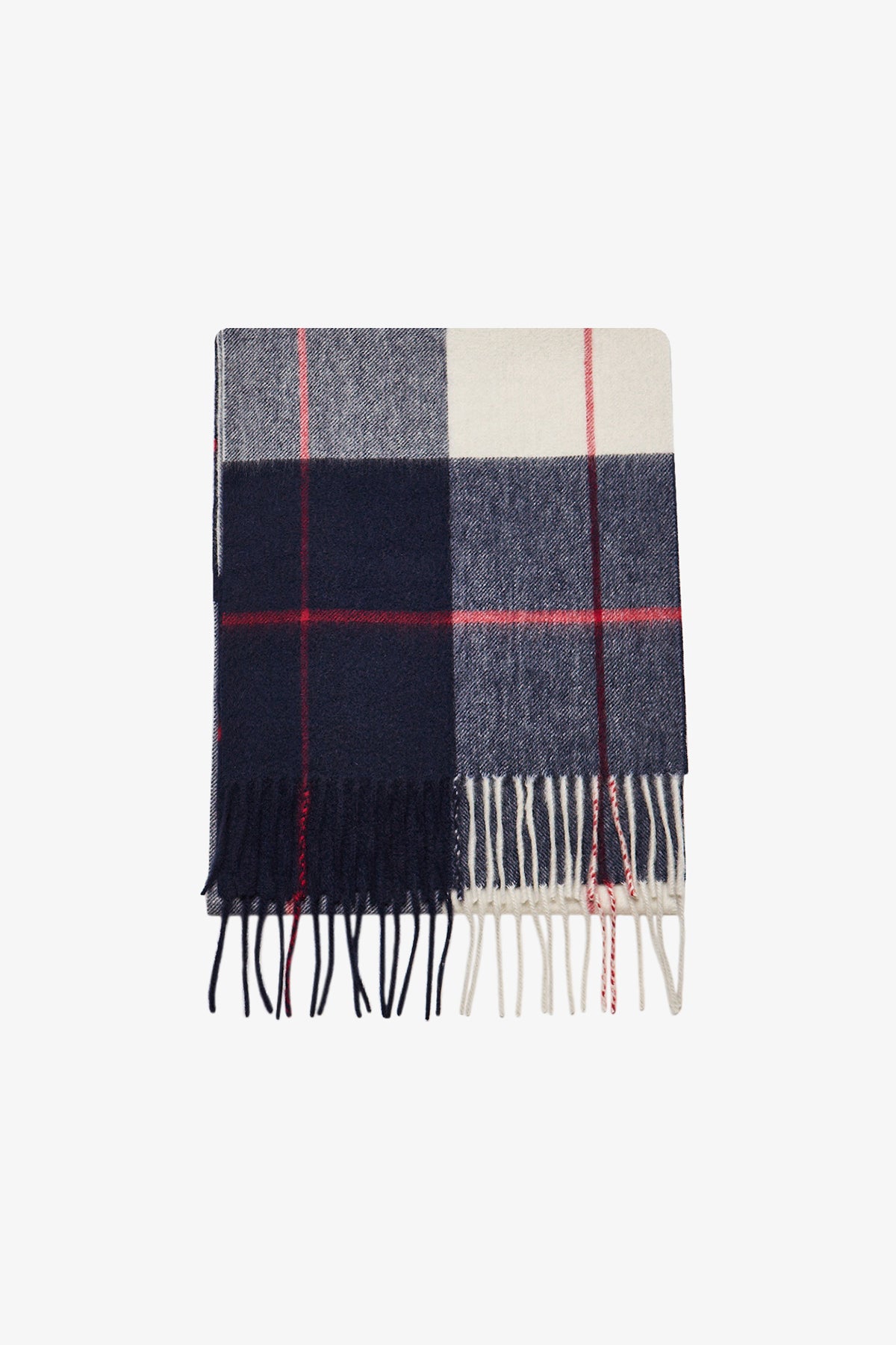 Beige/blue check Cashmere Scarf