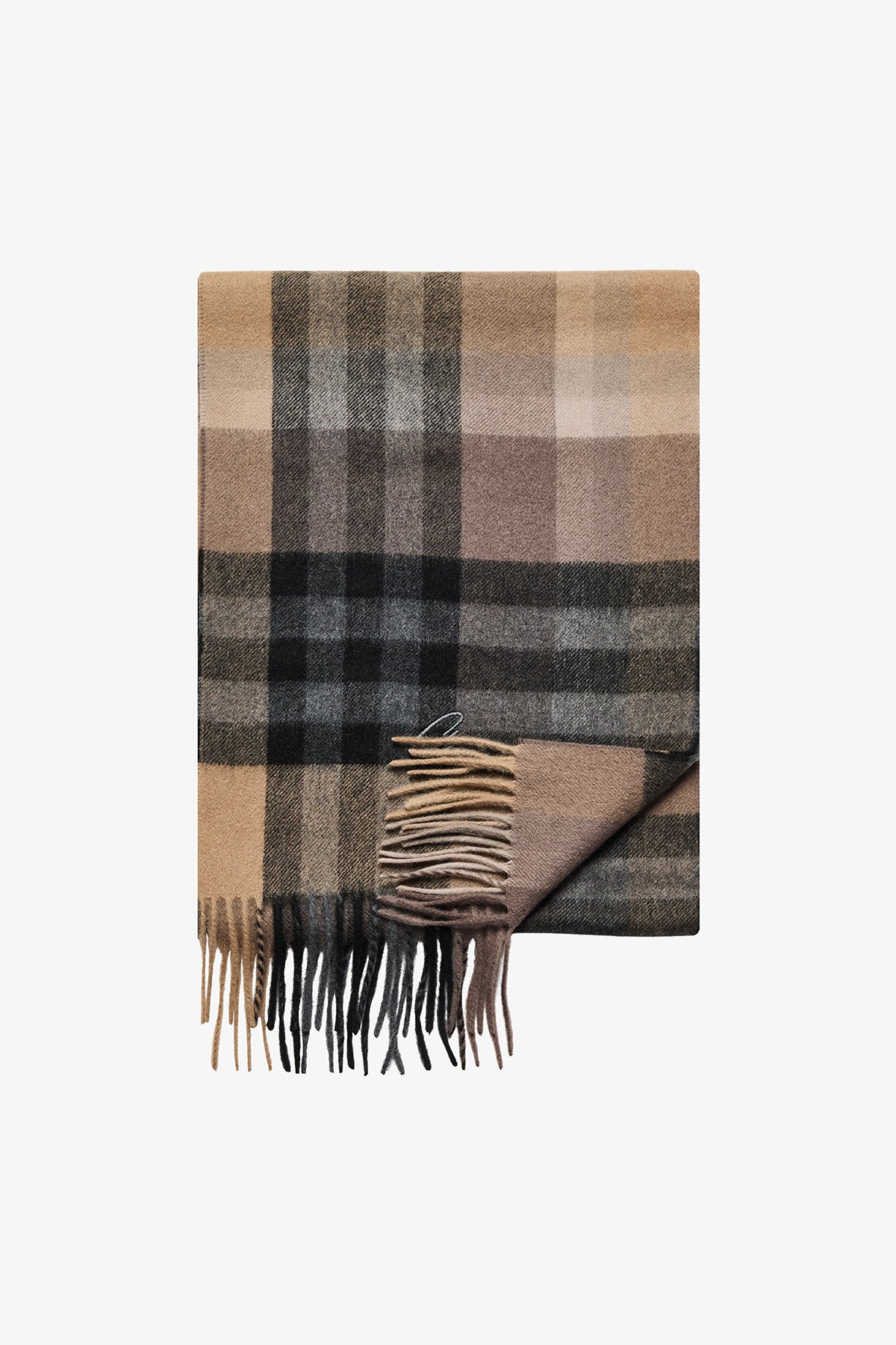 Cashmere Scarf - Camel Check