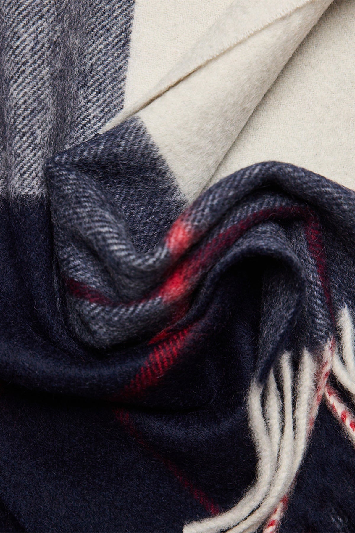 Beige/blue check Cashmere Scarf