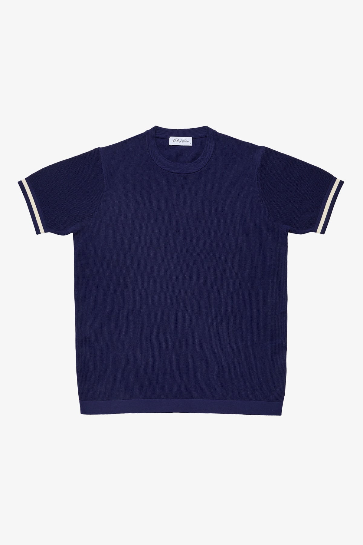 Knitted crew neck tee - Blue supima cotton
