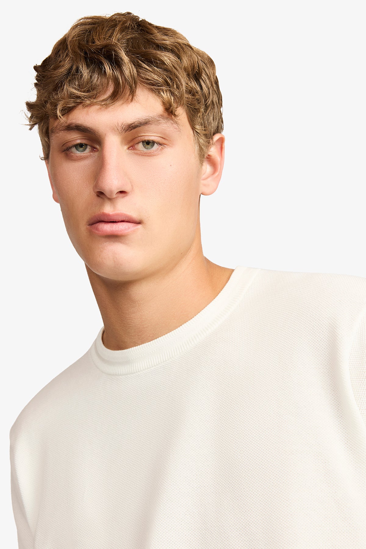 Knitted crew neck tee - White supima cotton