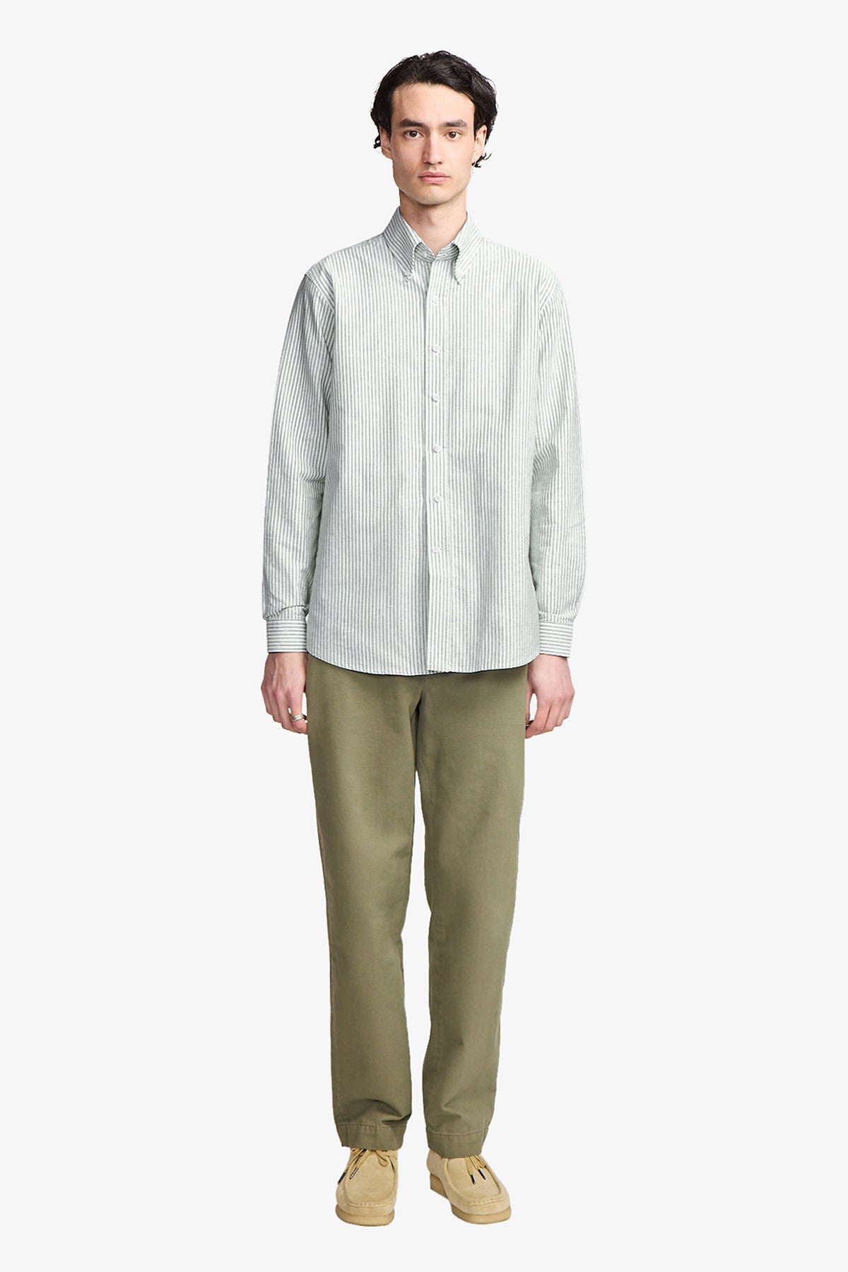 Dexter green stripe button down