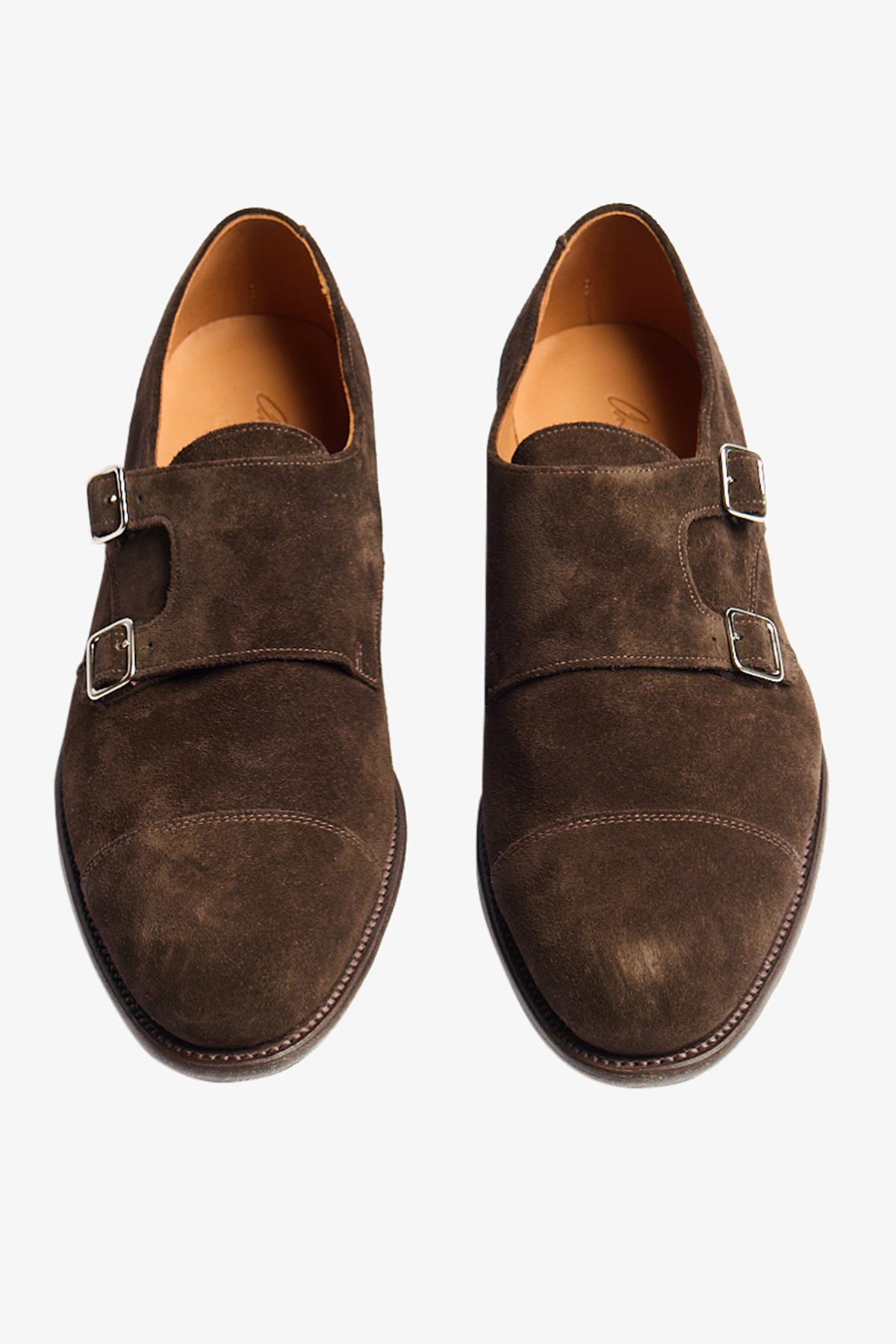 Double monk brown suede