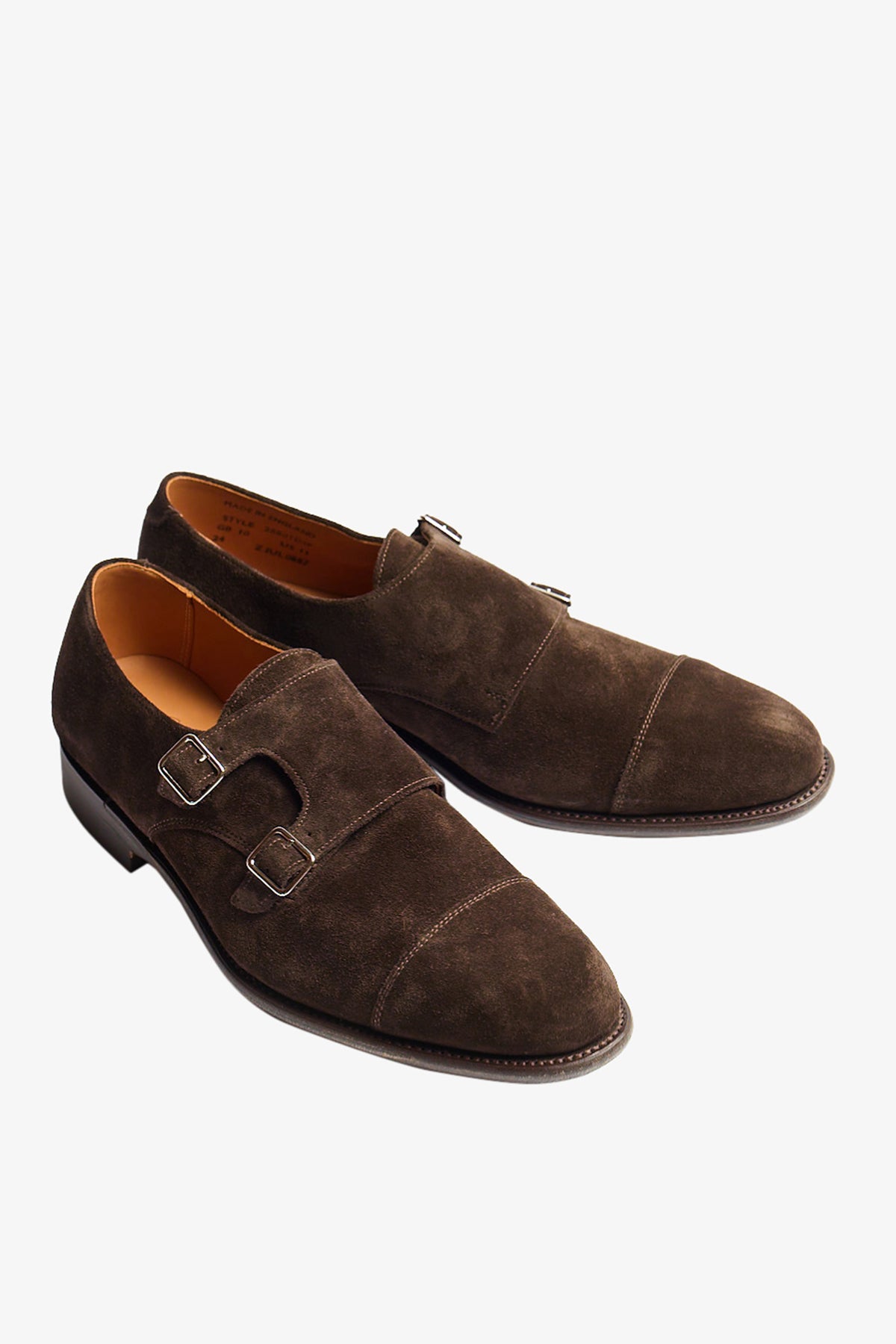 Double monk brown suede