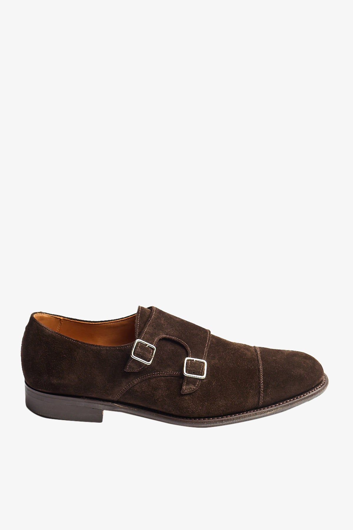 Double monk brown suede