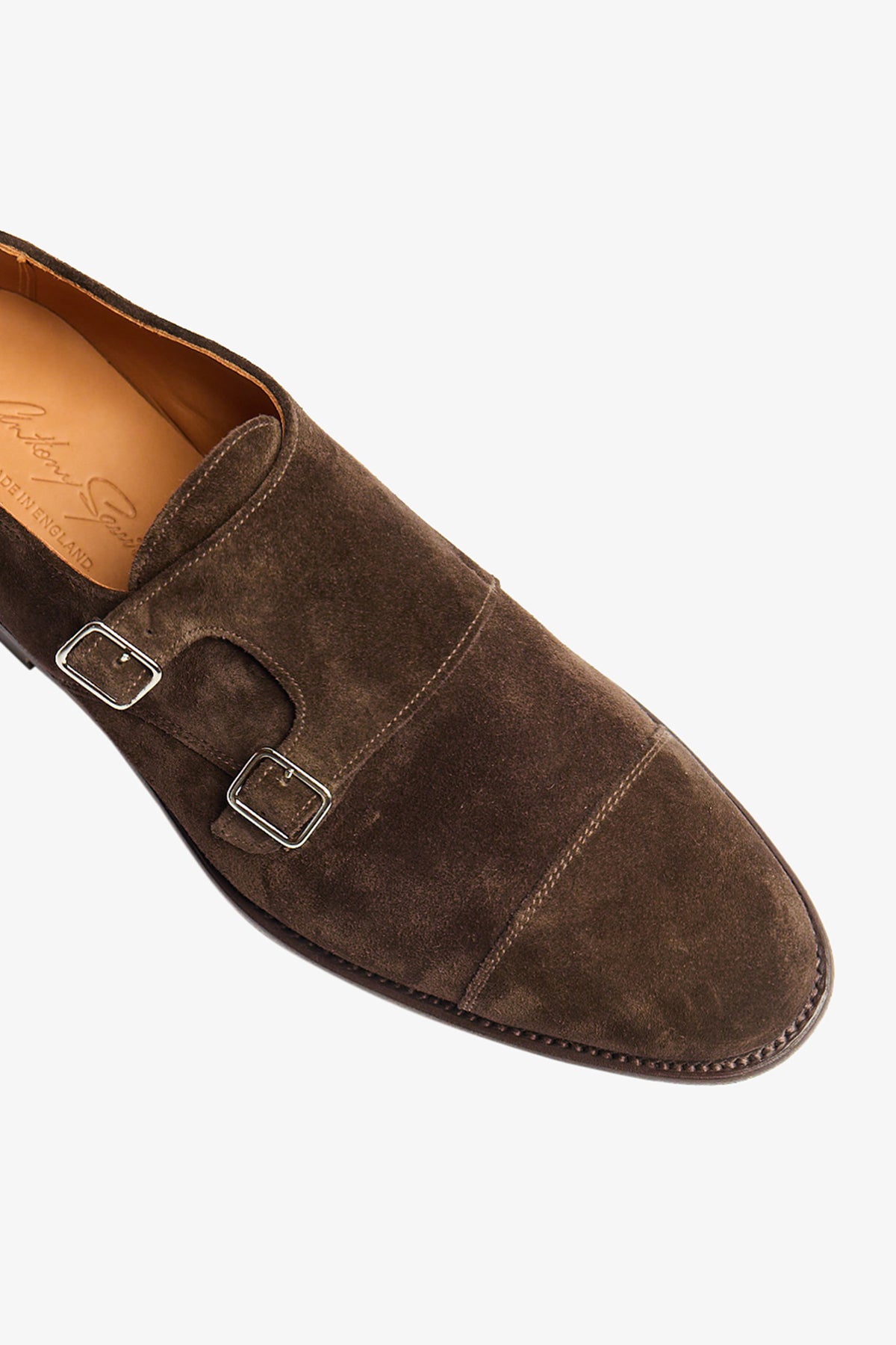 Double monk brown suede