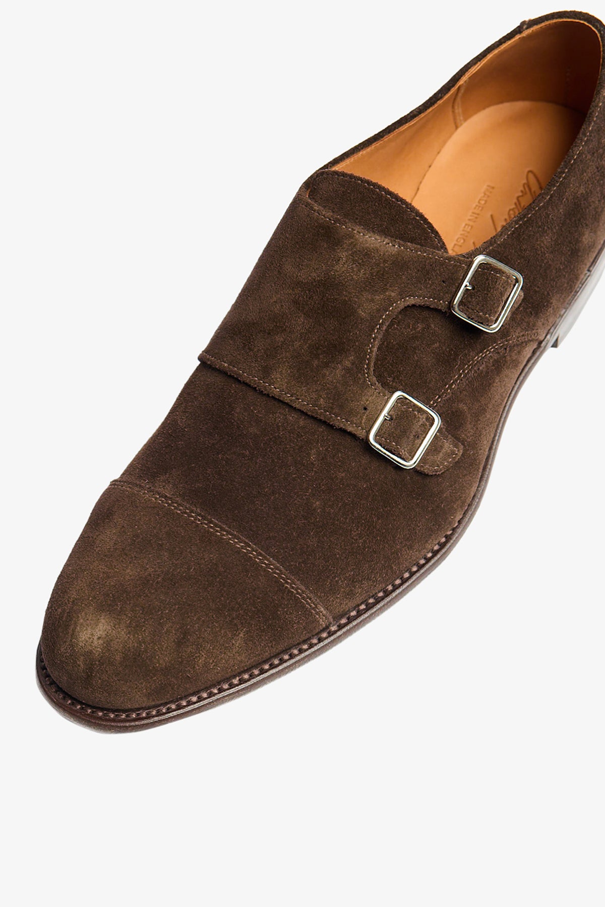 Double monk brown suede