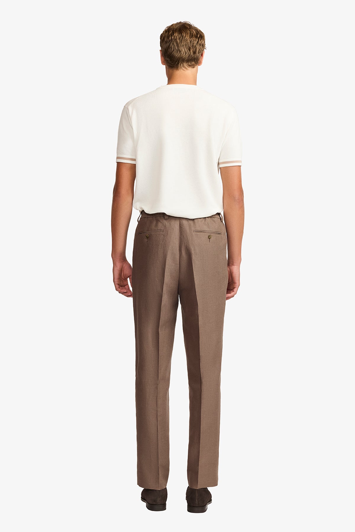 Elwin trouser - tobacco cotton/linen in herringbone