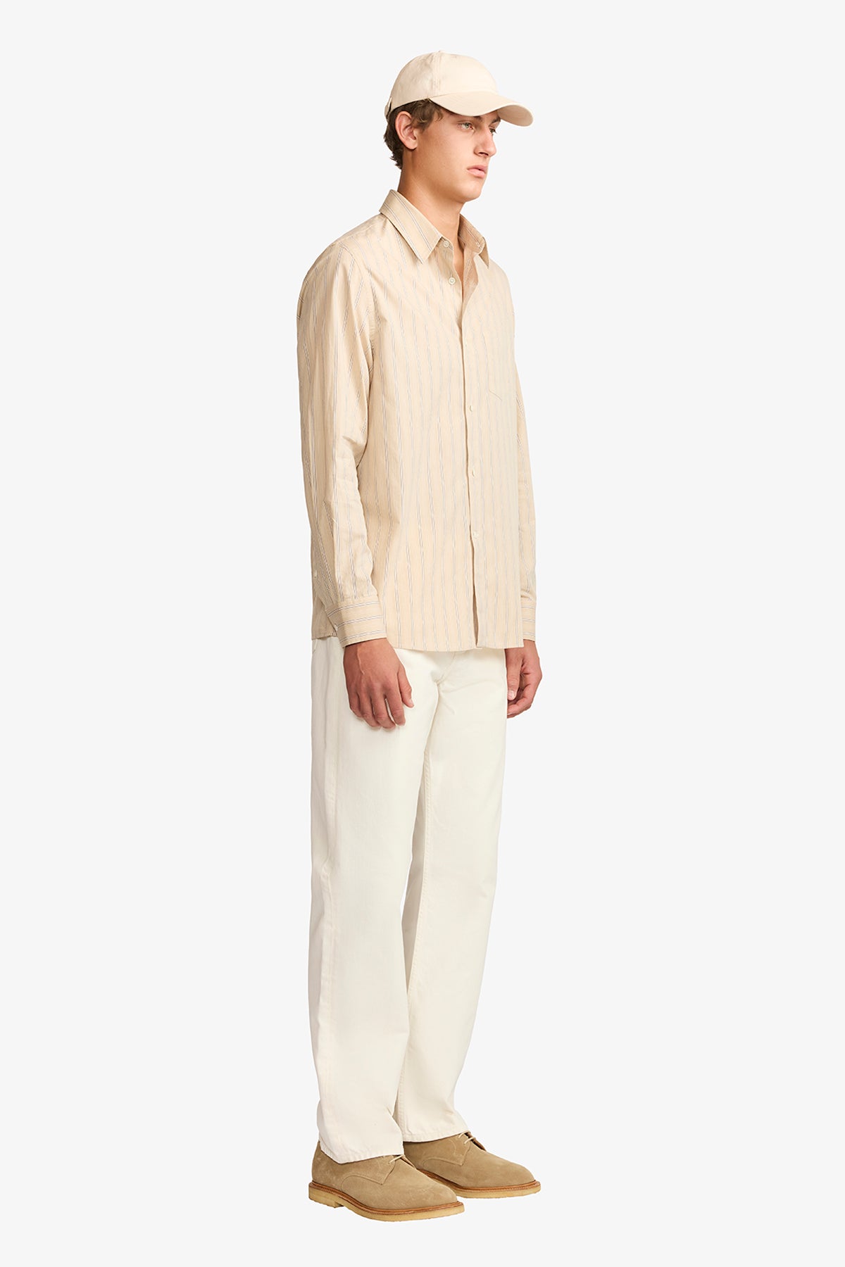 Frederic beige stripe poplin shirt