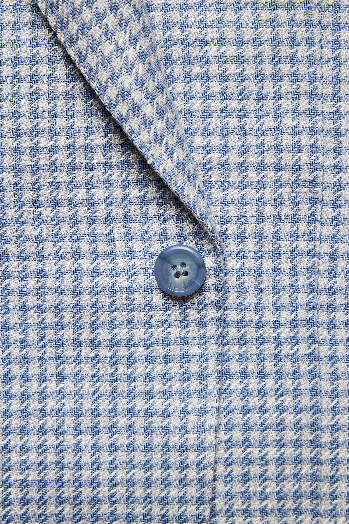 Archer Blazer - Light Blue Houndstooth In Linen/Cotton