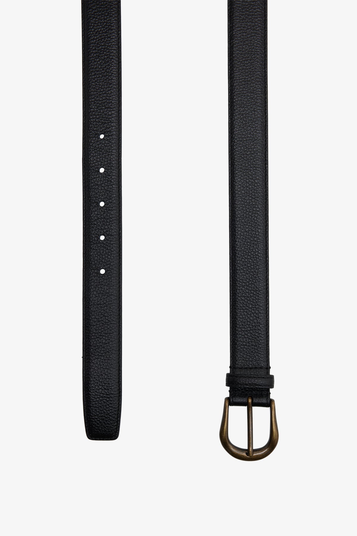 Black Pebble Leather Belt - D Ring Antique Brass