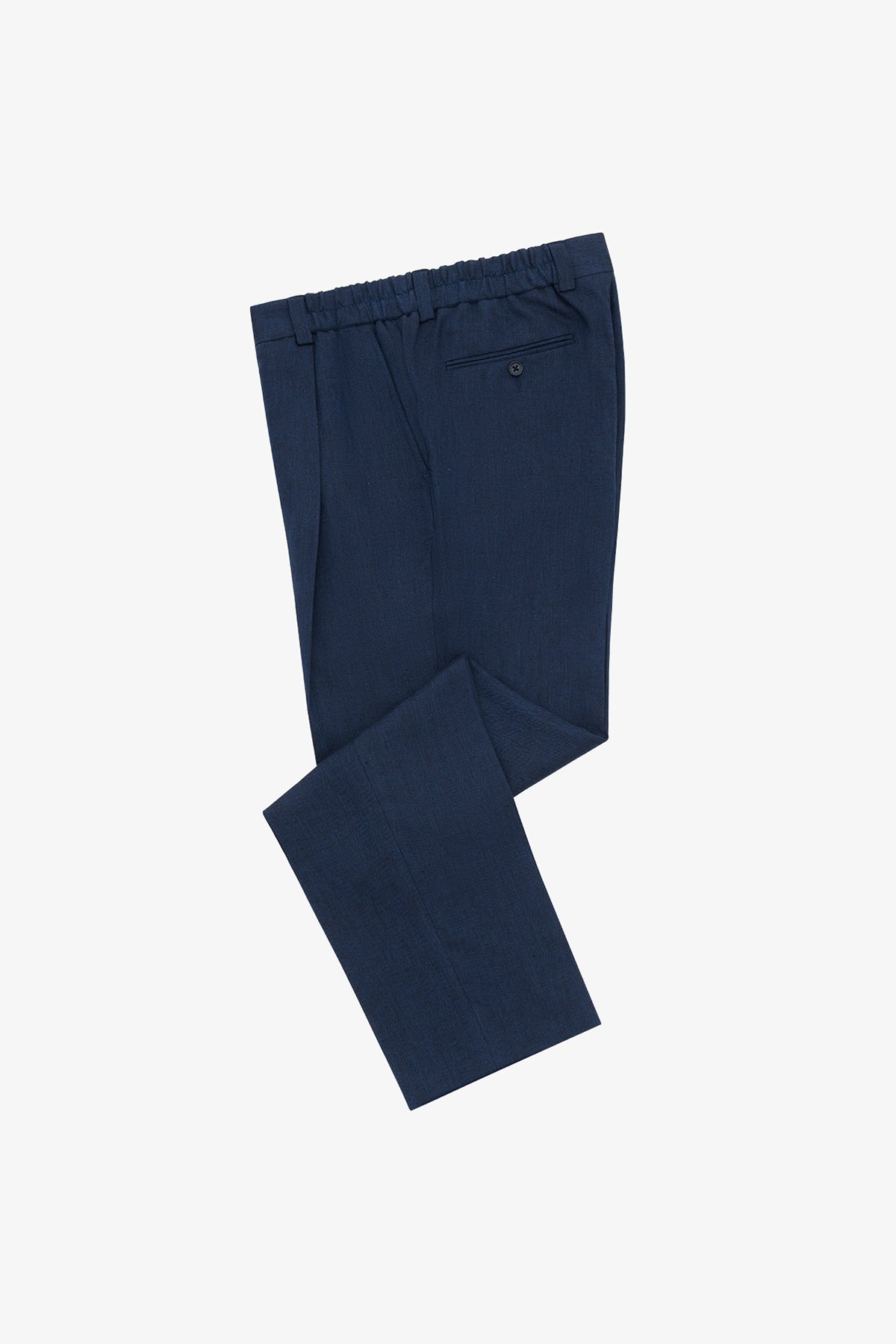 Elwin Trouser - Navy Blue Herringbone In Linen