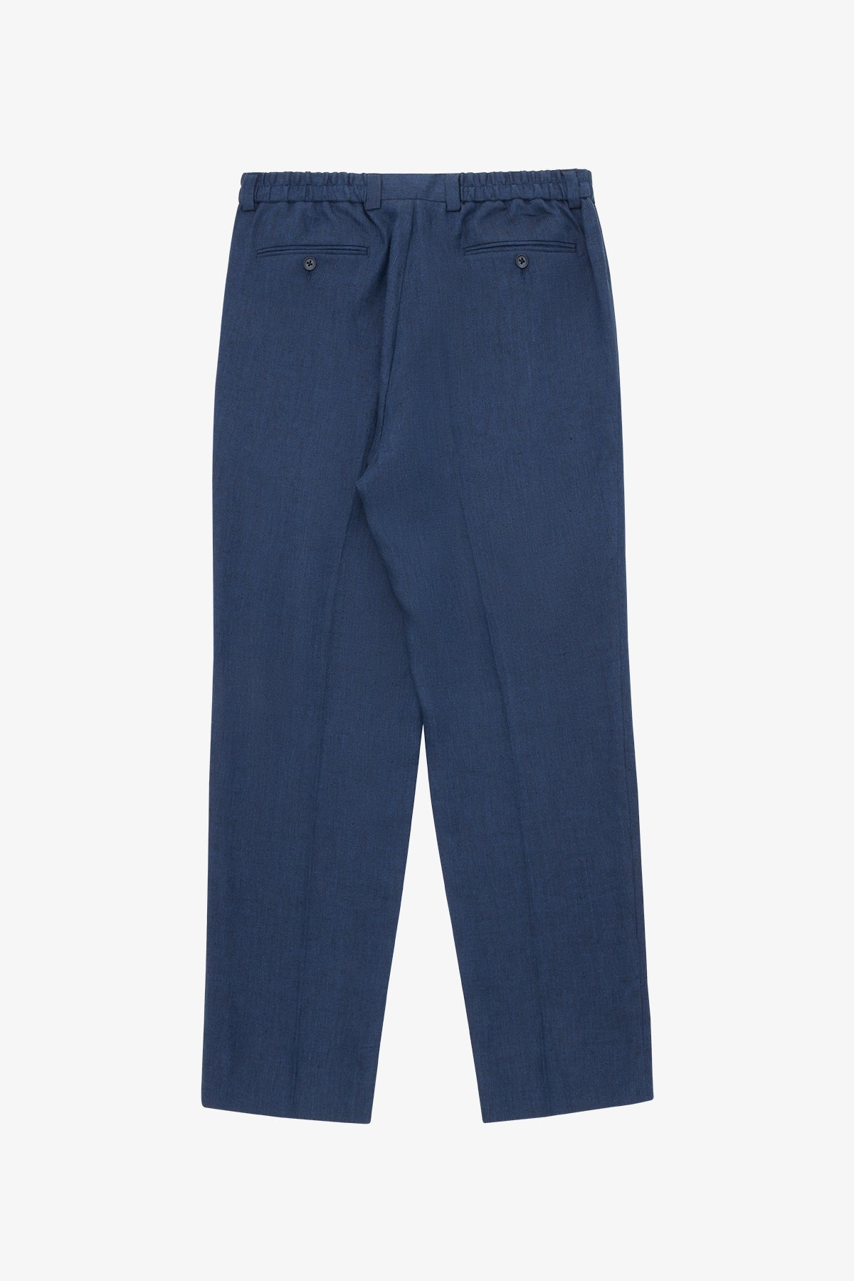Elwin Trouser - Navy Blue Herringbone In Linen
