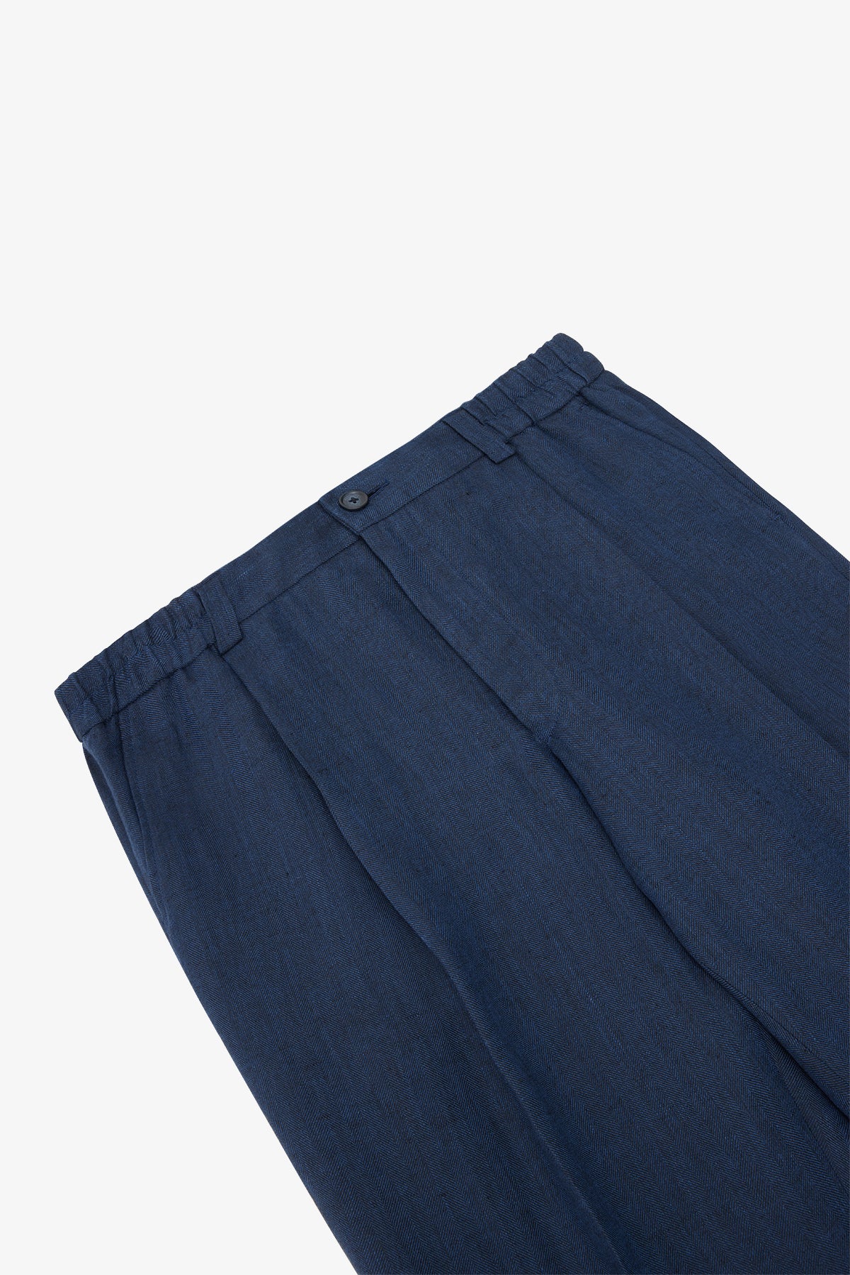 Elwin Trouser - Navy Blue Herringbone In Linen