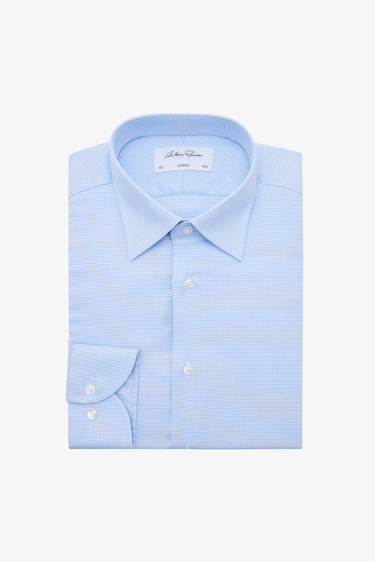 Gus Formal Shirt - Blue Micro Houndstooth