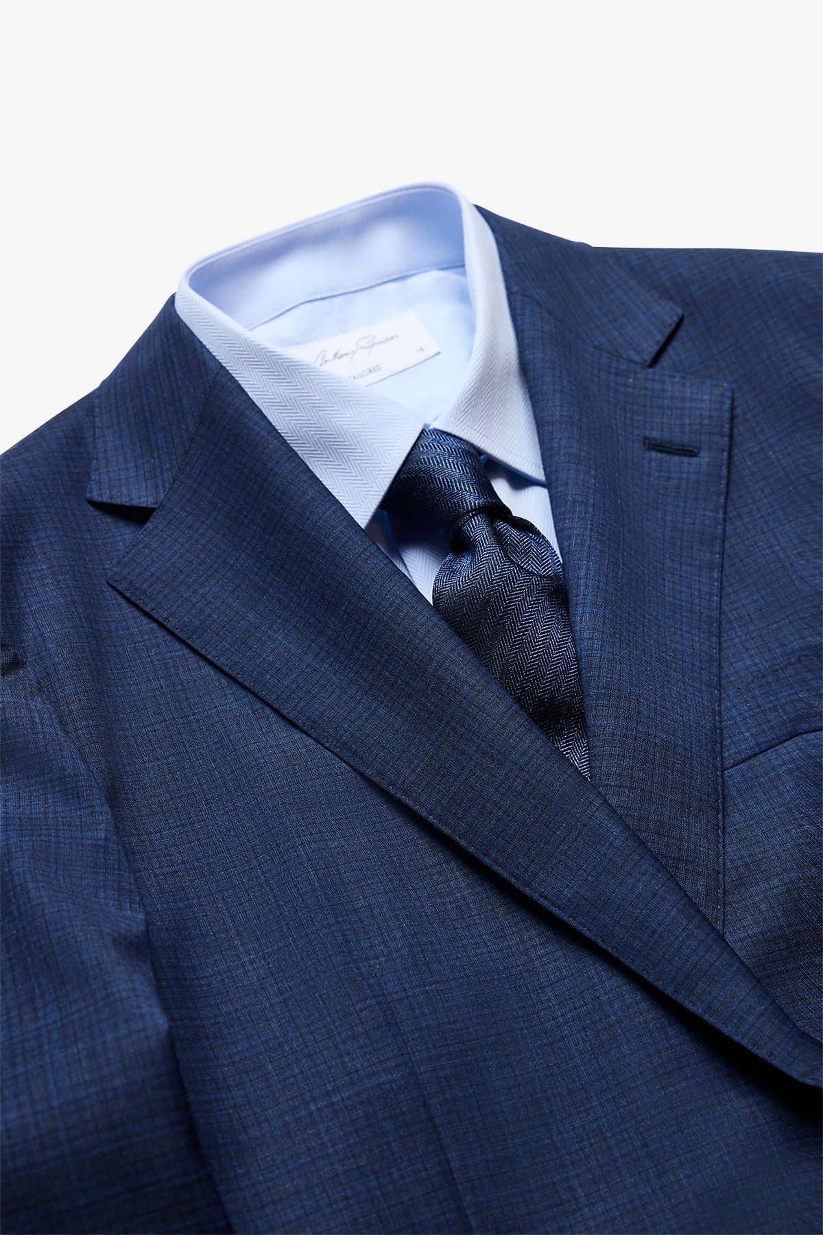 Kennedy Suit - Blue Multicheck In Pure Troopical Wool, Super 110's
