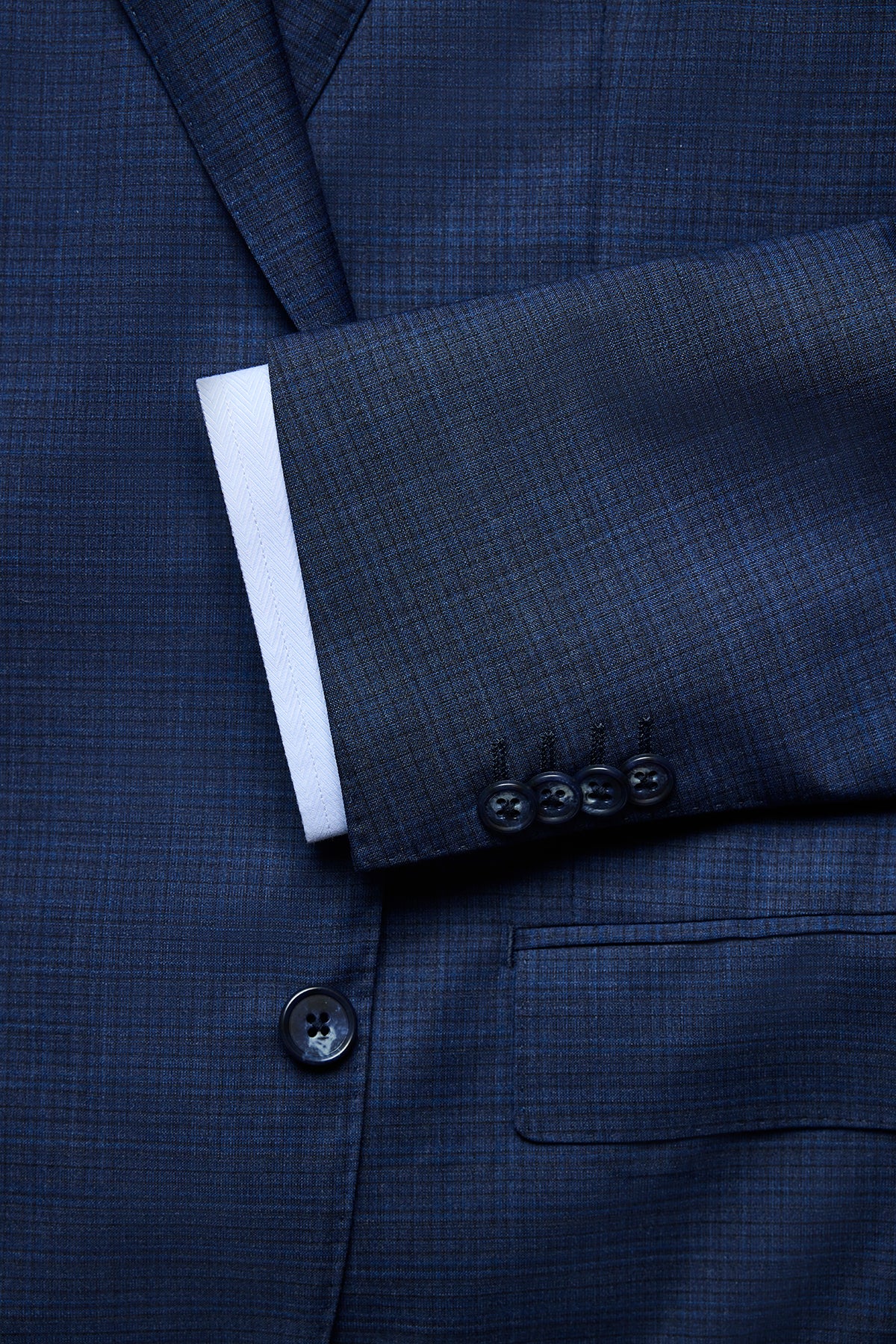 Kennedy Suit - Blue Multicheck In Pure Troopical Wool, Super 110's