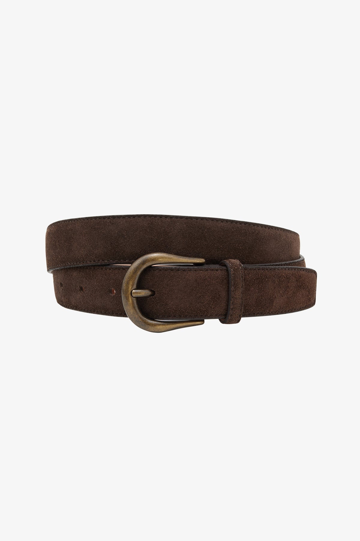 Suede Brown Belt - D Ring with Antique Brass