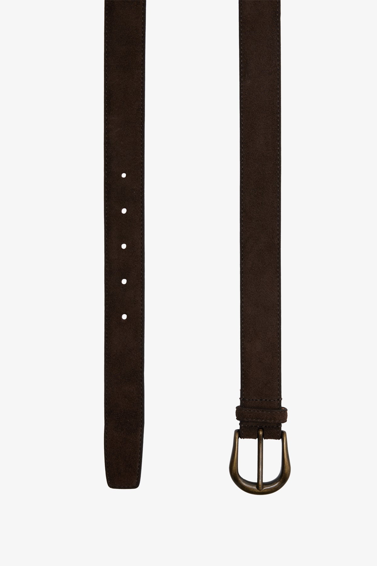 Suede Brown Belt - D Ring with Antique Brass