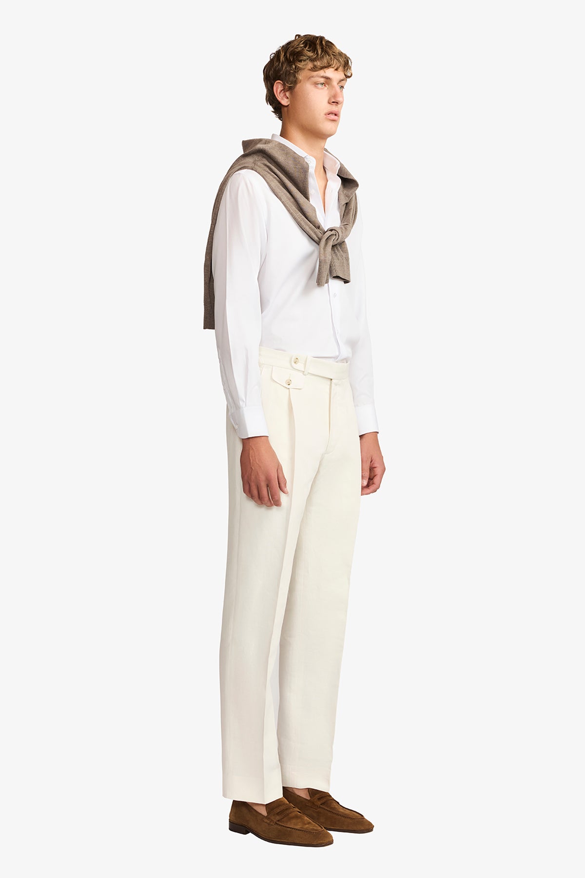 Gian trousers - Linen/cotton in Soft ivory