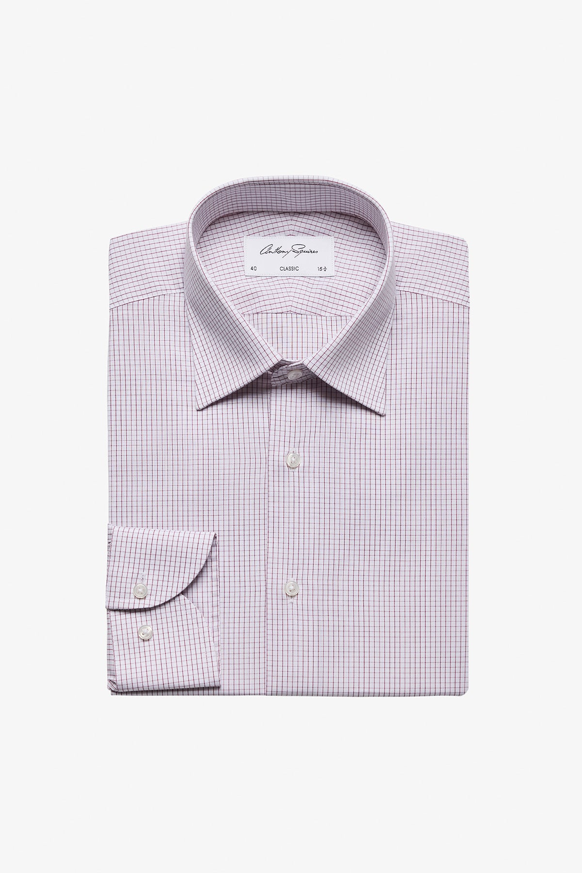 Gus Formal Shirt - Burgundy Minicheck