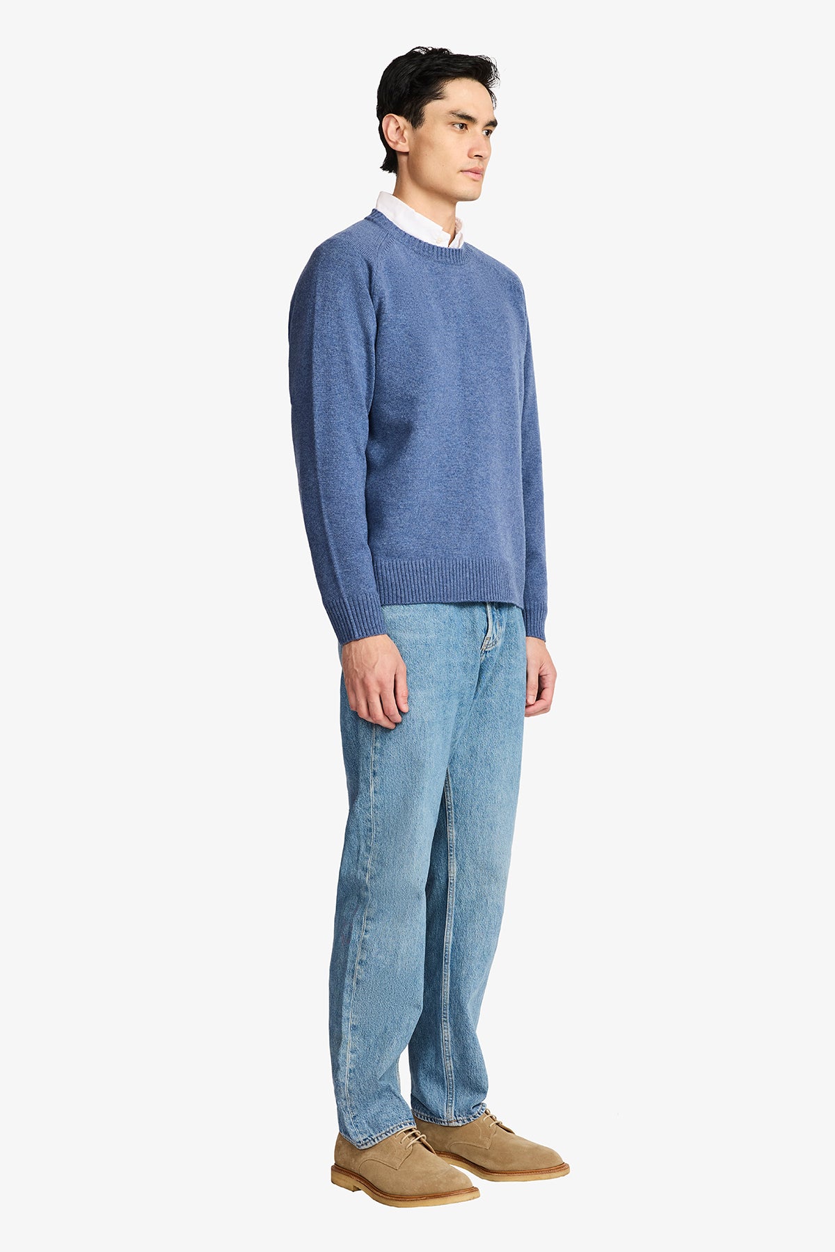 Harlan Mid Blue Crew Neck Knit