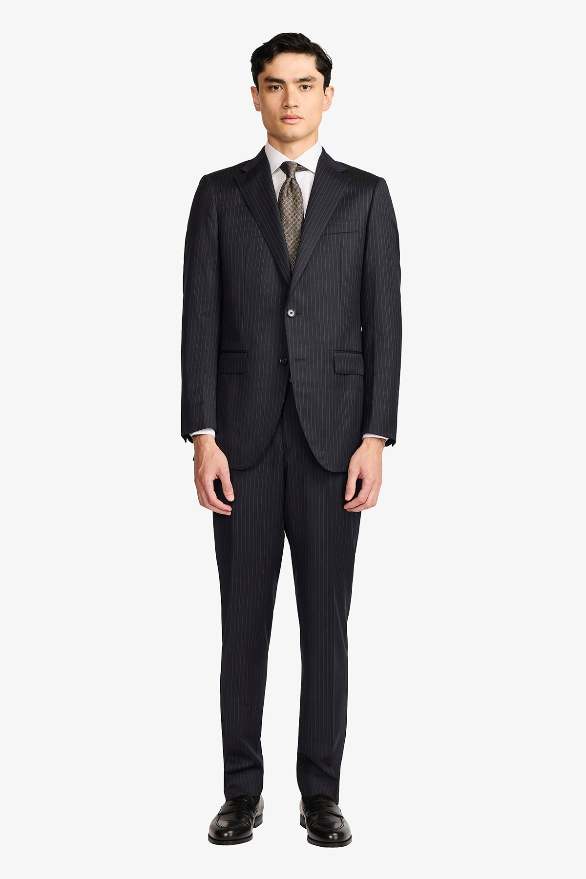 Kennedy Suit - Navy Twill Pinstripe In Pure Wool, Super 100's