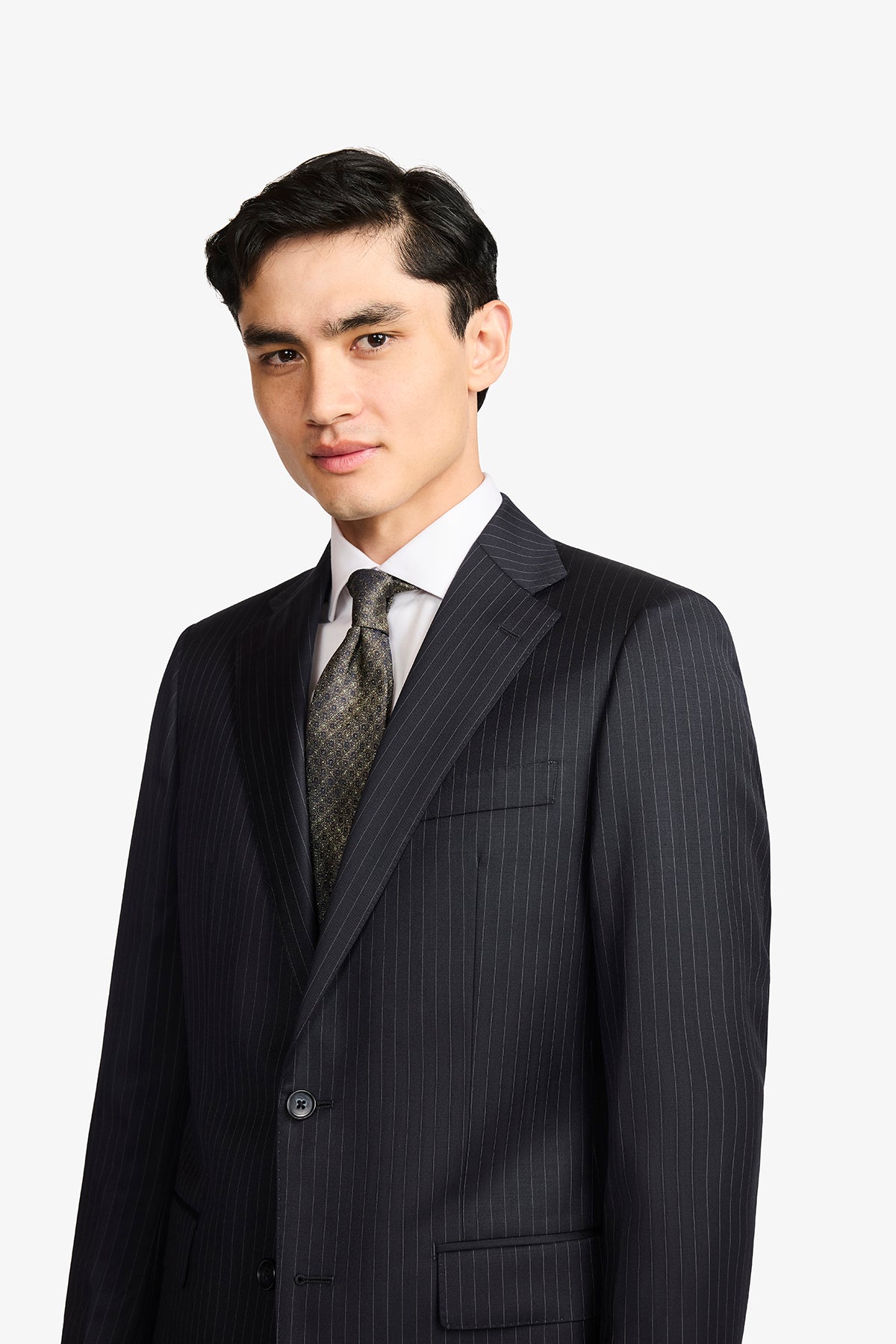 Kennedy Suit - Navy Twill Pinstripe In Pure Wool, Super 100's