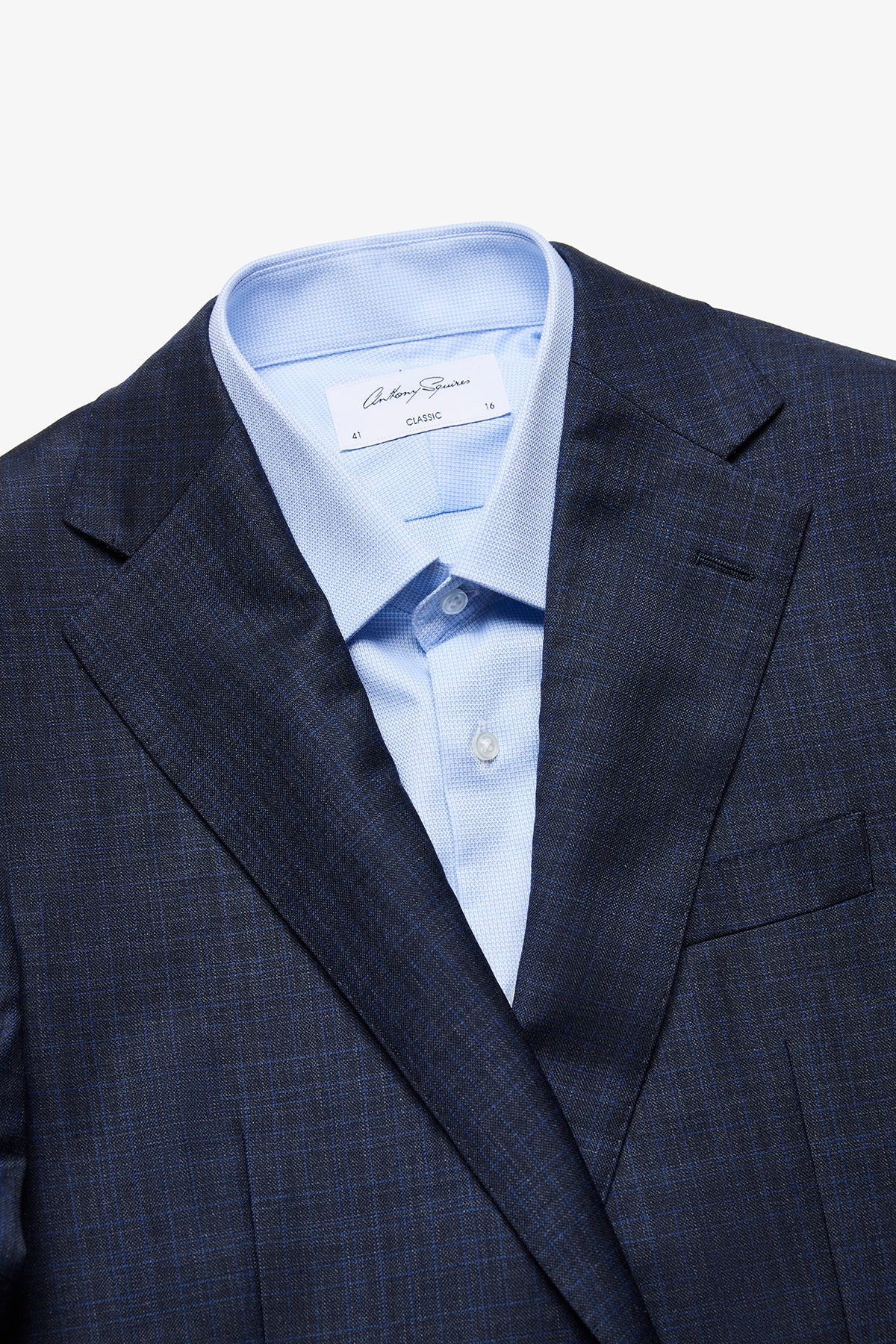 Kennedy Suit - Blue Tonal Multicheck In Pure Wool, Super 110's