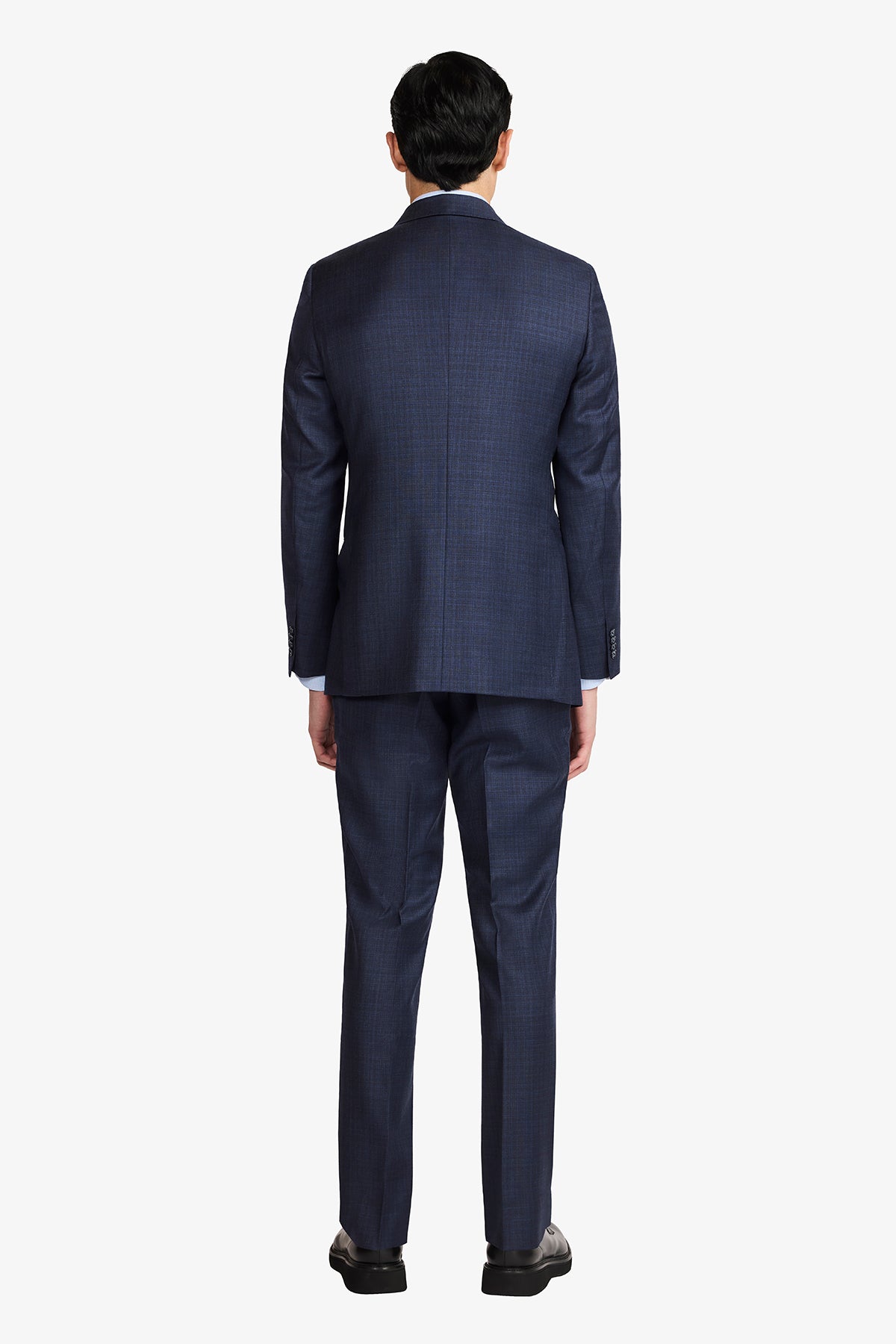 Kennedy Suit - Blue Tonal Multicheck In Pure Wool, Super 110's