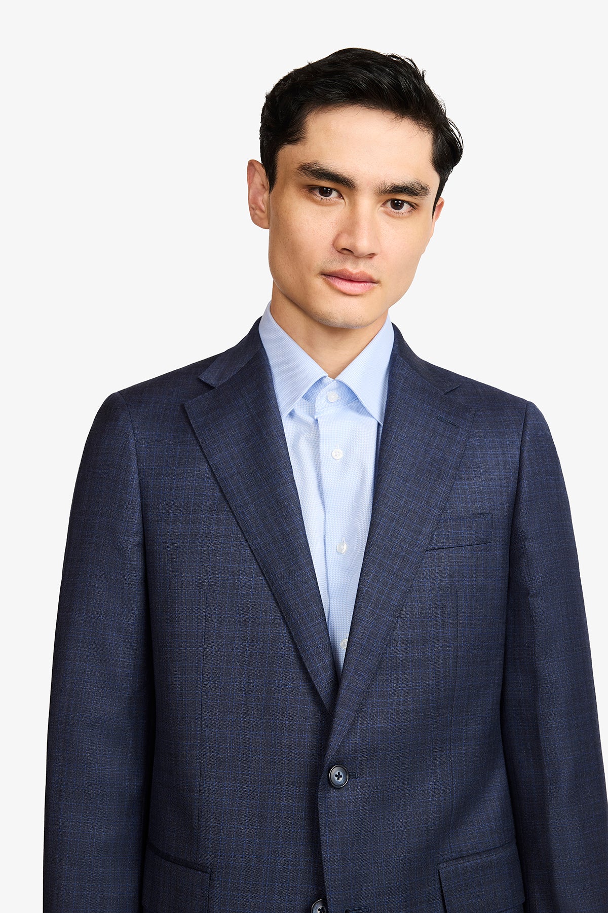 Kennedy Suit - Blue Tonal Multicheck In Pure Wool, Super 110's