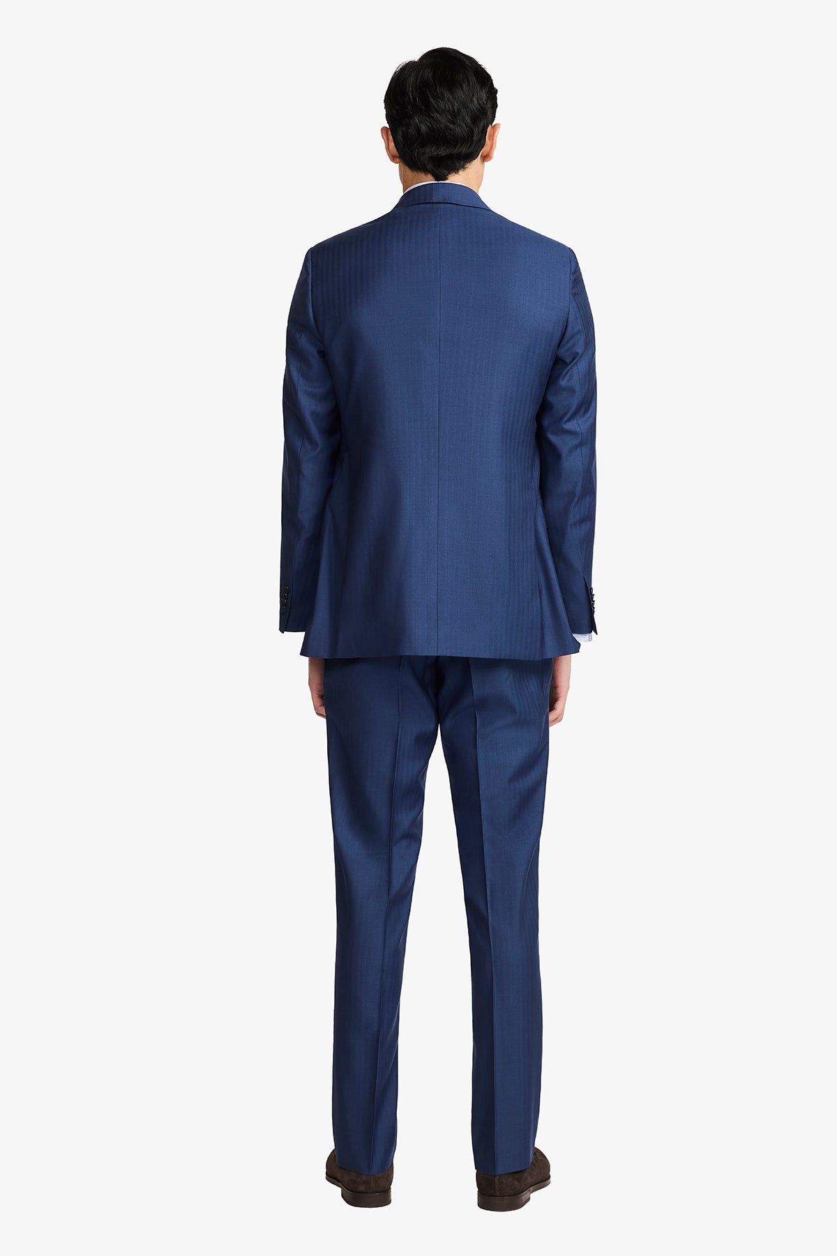 Kennedy Suit - Blue Herringbone in Pure Wool, Super 120's