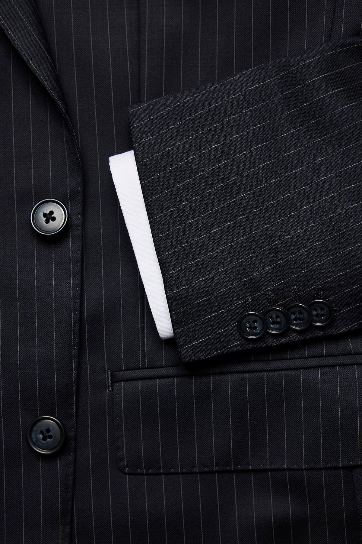 Kennedy Suit - Navy Twill Pinstripe In Pure Wool, Super 100's