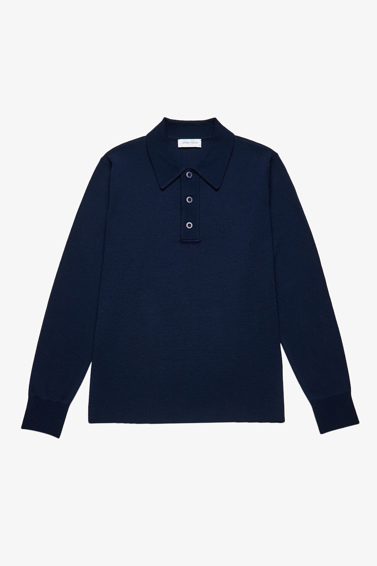 Heavy weight blue L/S polo