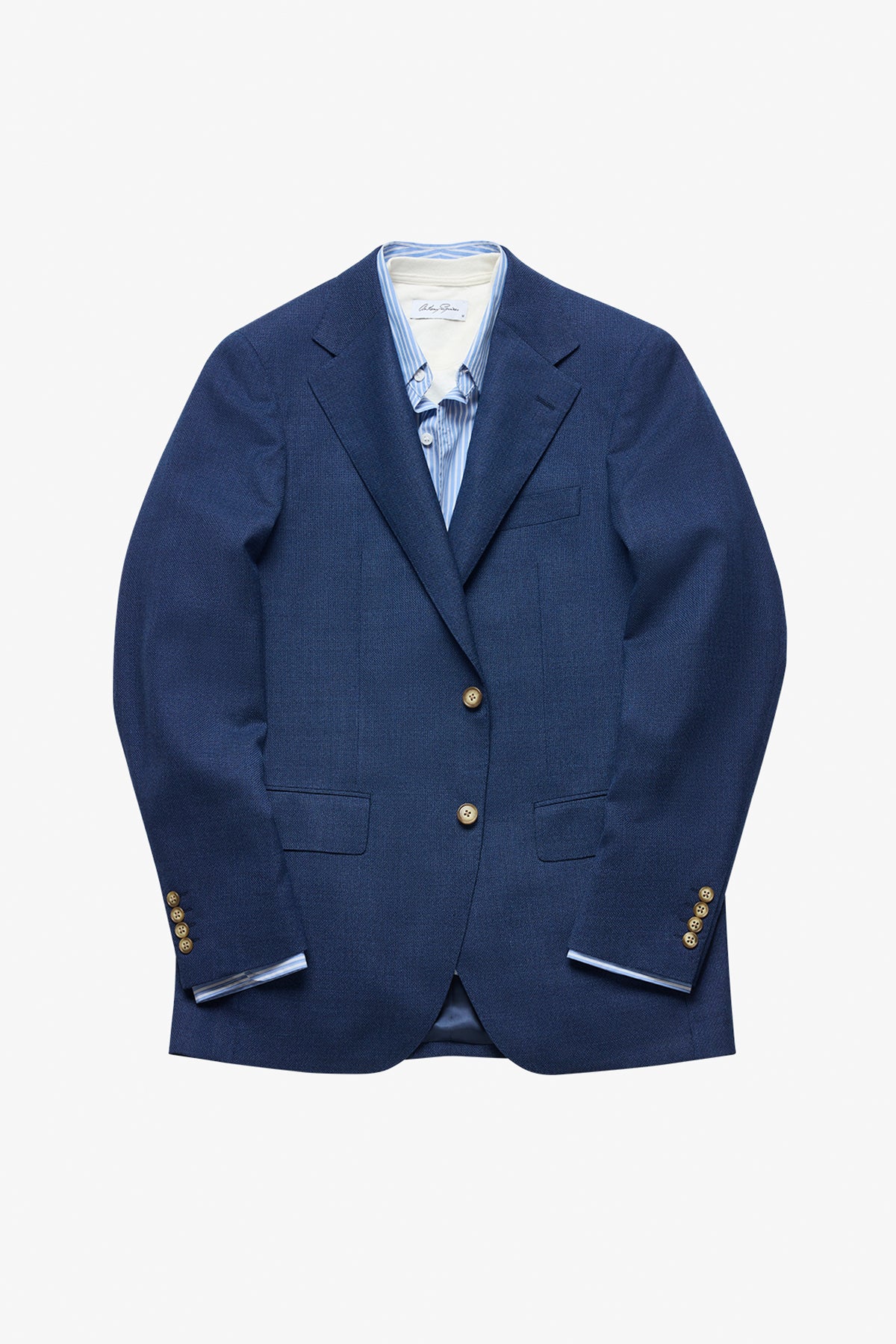 Marcus Blazer - Blue Hopsack In Pure Wool