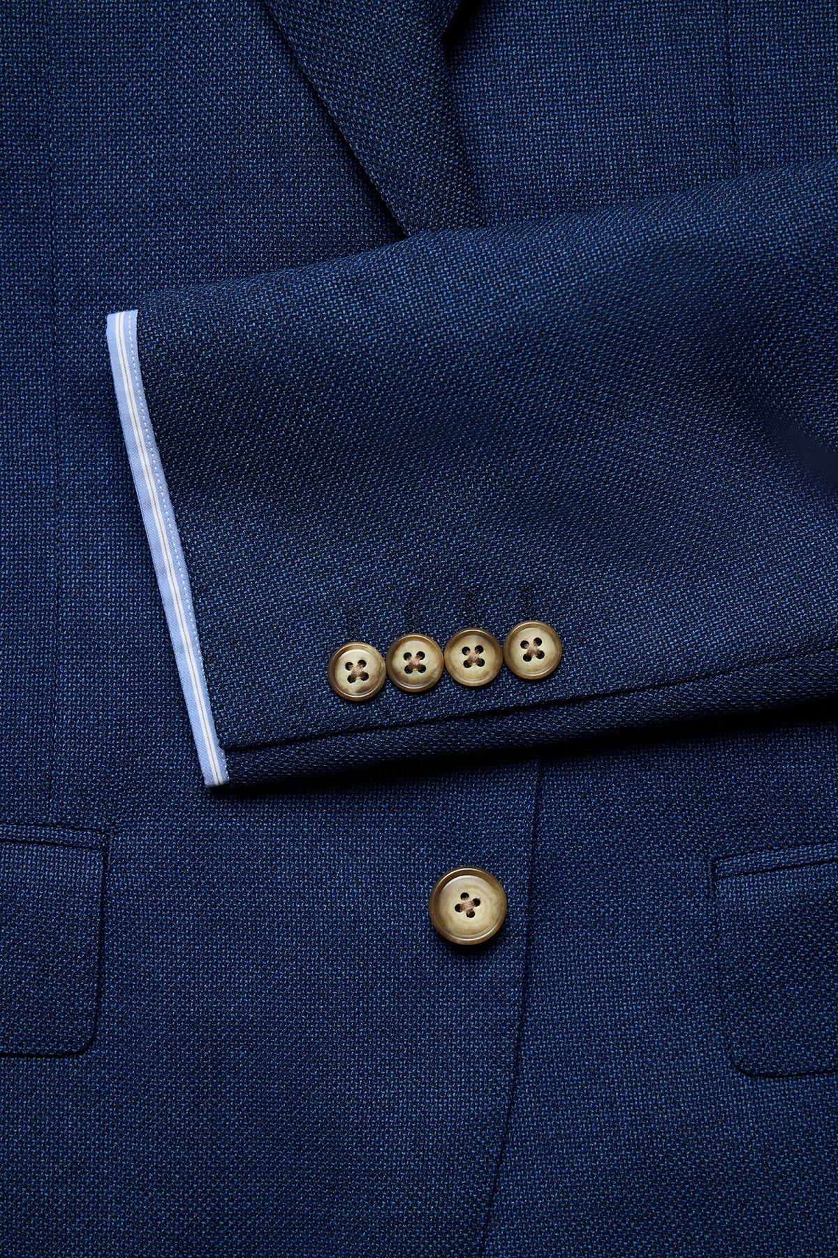 Marcus Blazer - Blue Hopsack In Pure Wool
