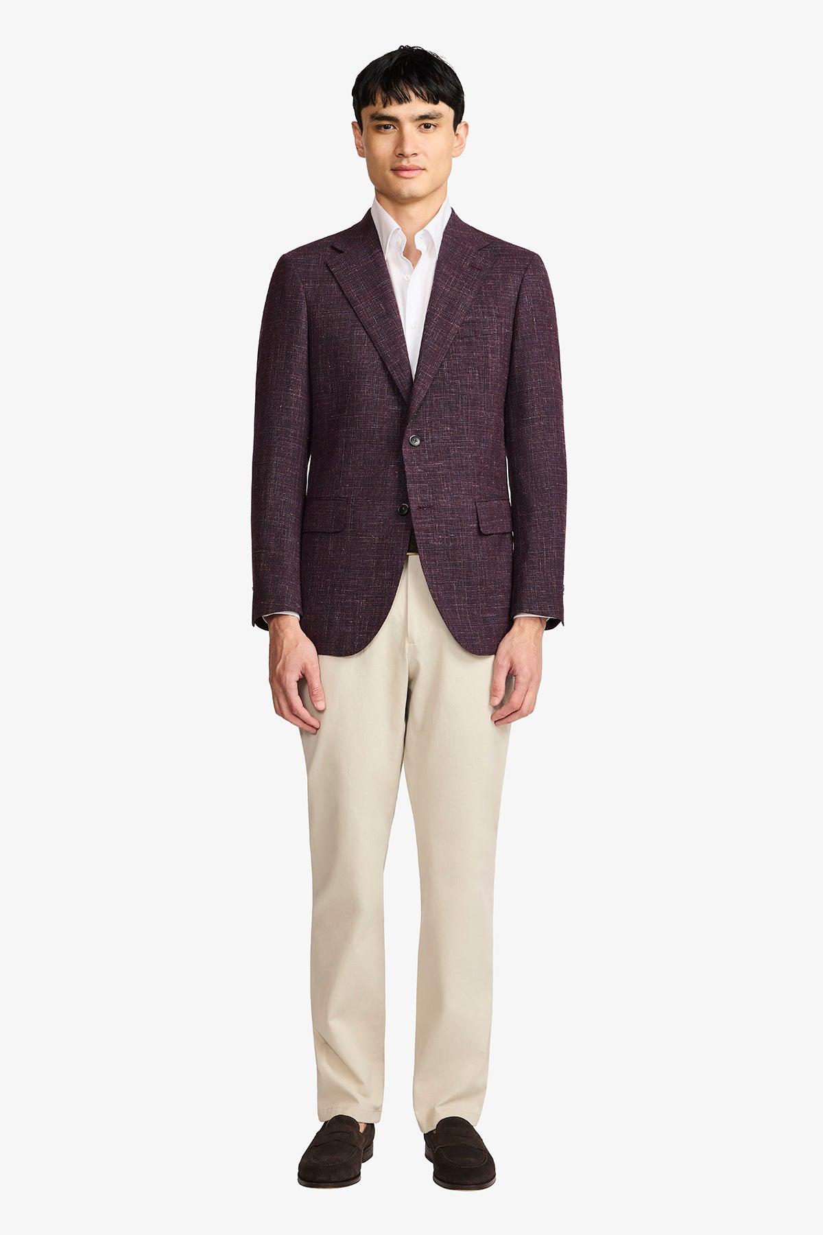 Marcus Blazer - Wool/Linen In Burgundy With Textured Slub Effect
