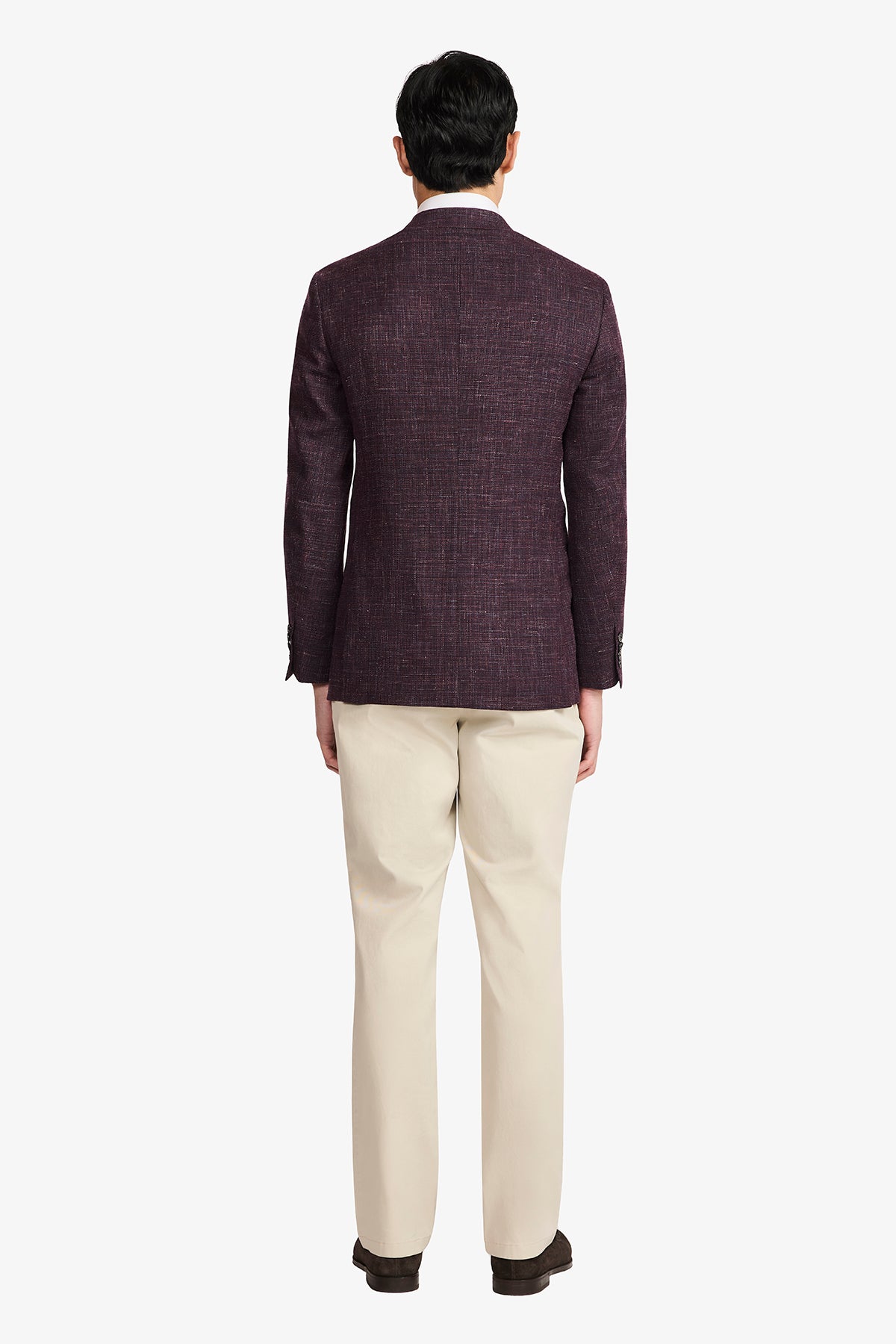 Marcus Blazer - Wool/Linen In Burgundy With Textured Slub Effect