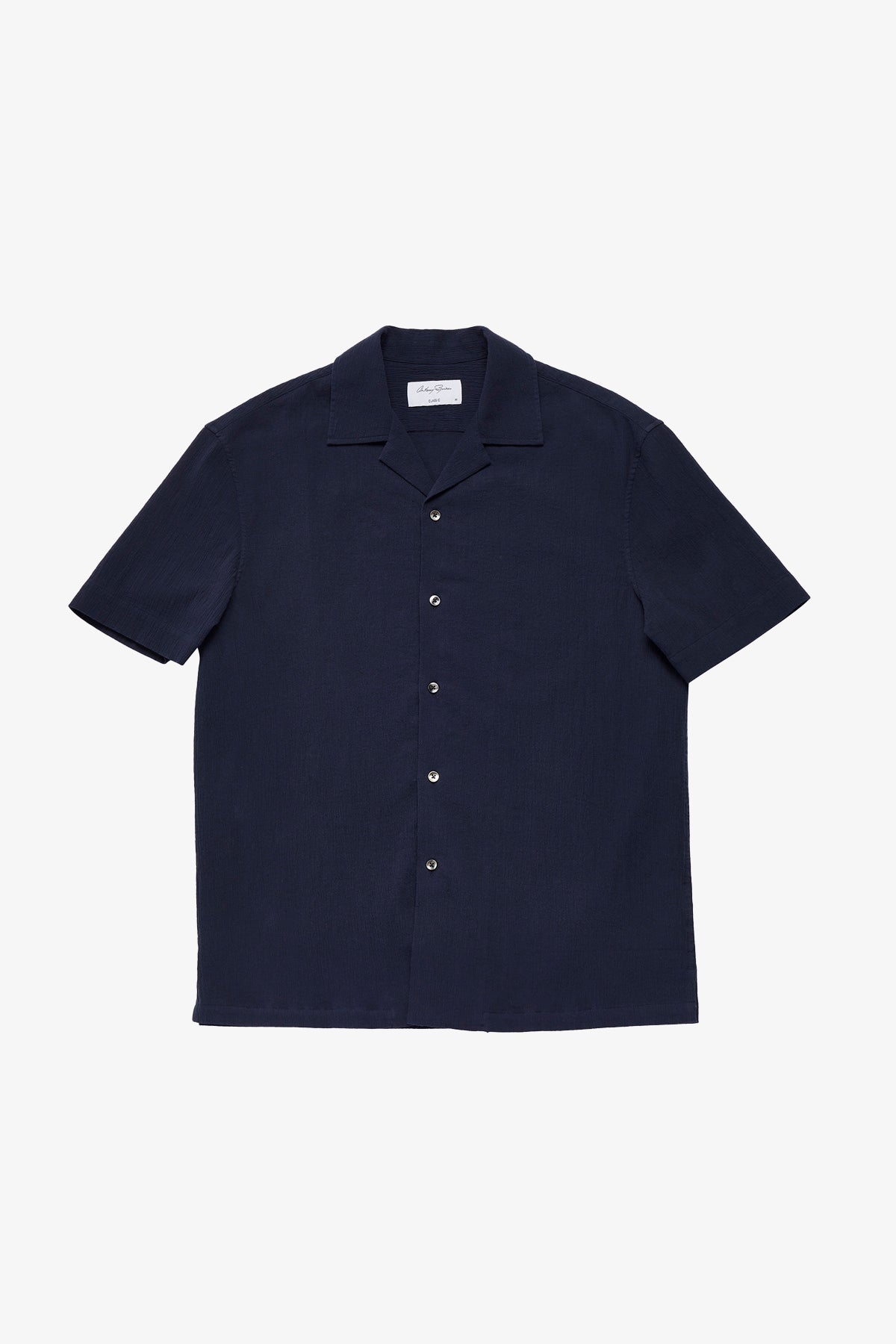 Navy seersucker S/S shirt